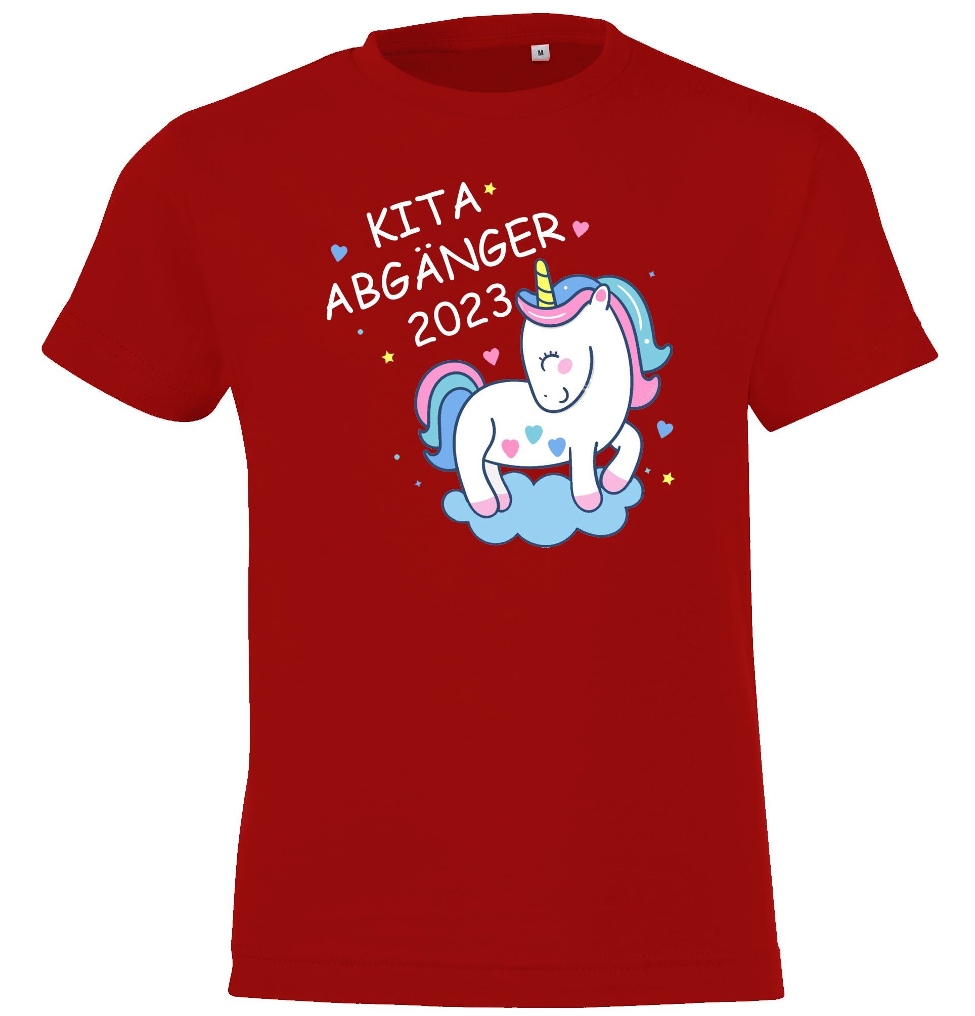 Youth Designz T-Shirt Kita Abgänger Kinder Shirt mit süßem Einhorn Frontaufdruck Rot