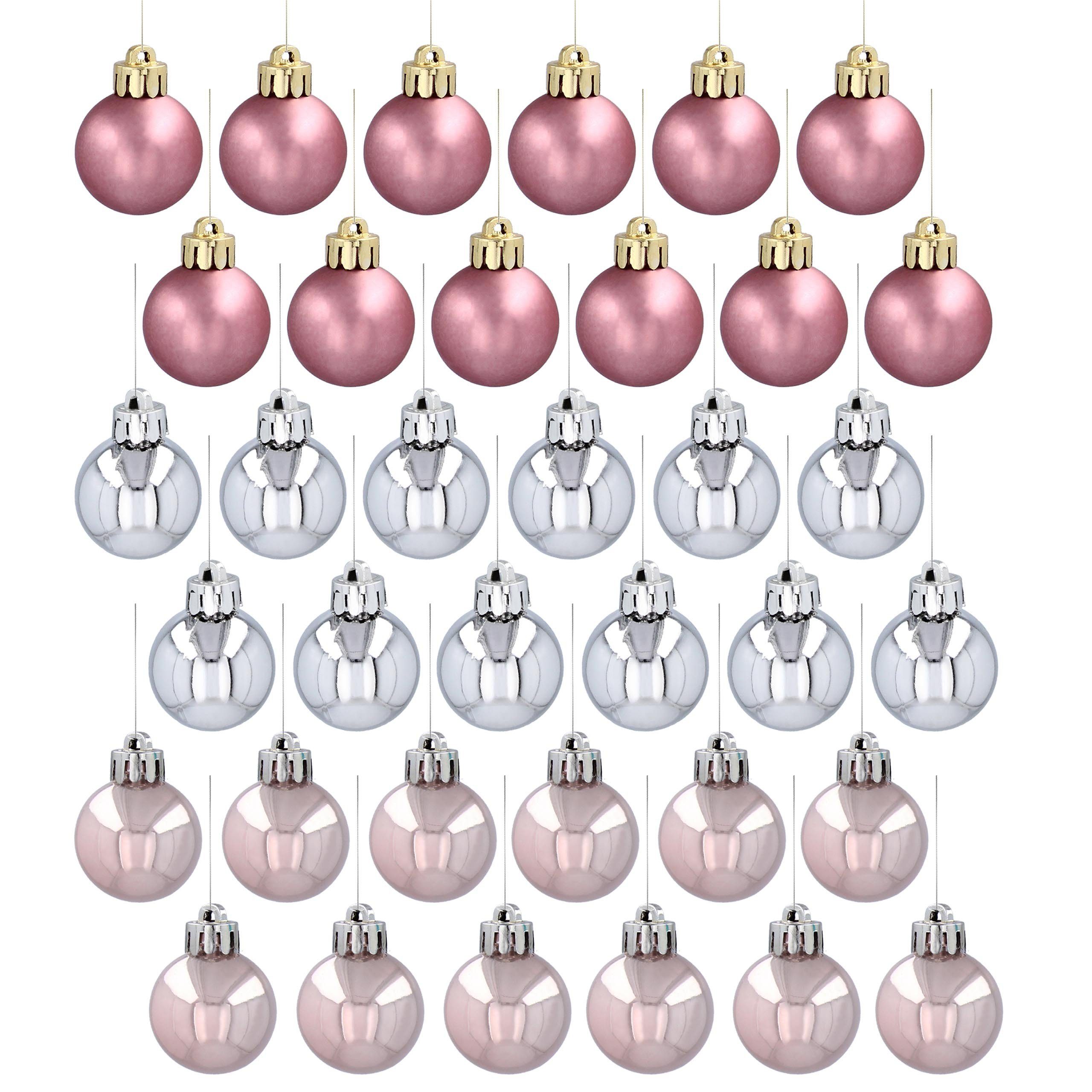 Sarcia.eu Pack 1 Stück und 36 aus Weihnachtsbaumkugel 3cm, Kunststoff Rosa Christbaumkugeln silberne