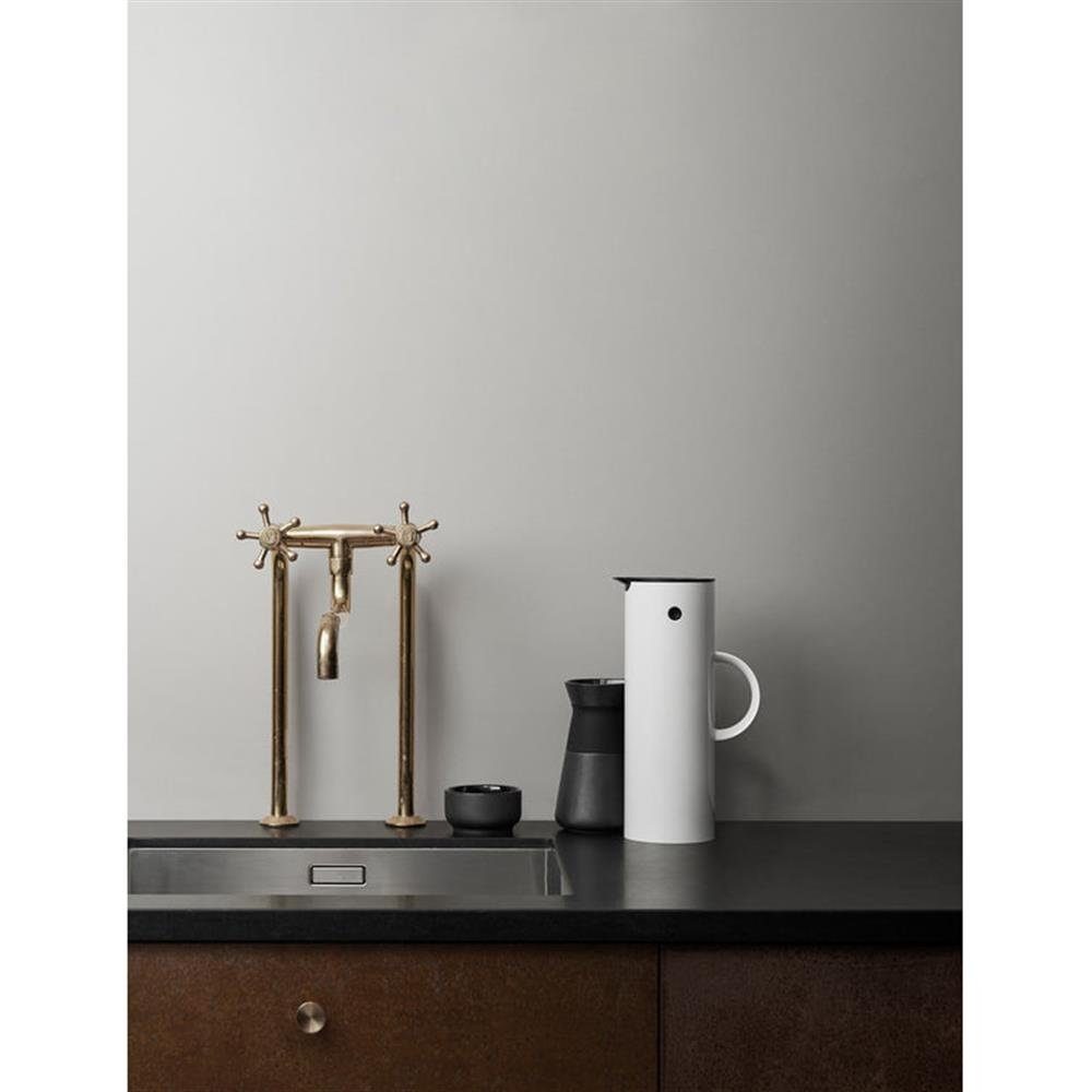 Stelton Isolierkanne EM77, 1 l, Weiß, mit Glaseinsatz, Kippverschluss und Schraubdeckel