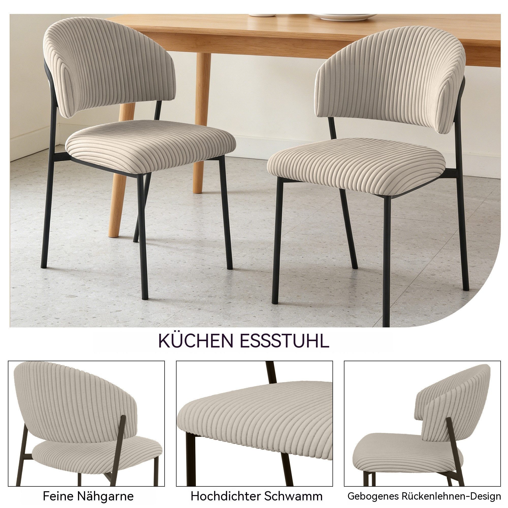 Jiexi Esstisch Tisch-und Stuhlset, Ausziehbarer Esstisch (130–170 cm) mit 4-6 Stühlen, ausziehbarer, hohe Härte, für 6 Personen