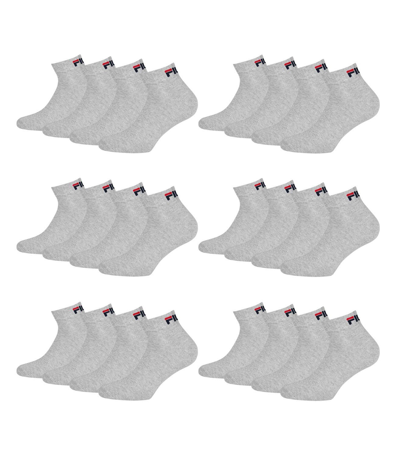 Fila Sportsocken 400 (12-Paar) Socken grey mit weichem Rippbündchen Quarter
