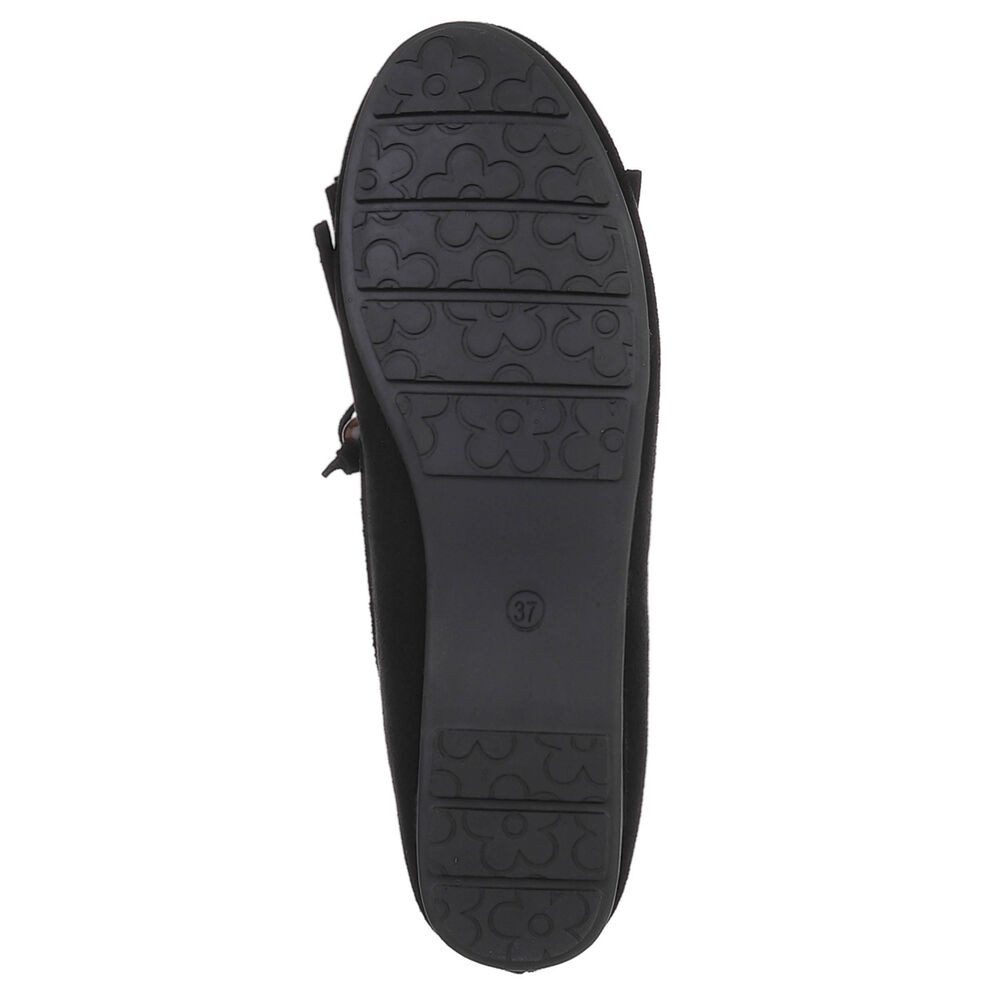 Ital-Design Eleganter Mokassin für Damen mit fransigem Design Slipper (91554662) Flach Mokassins in Schwarz