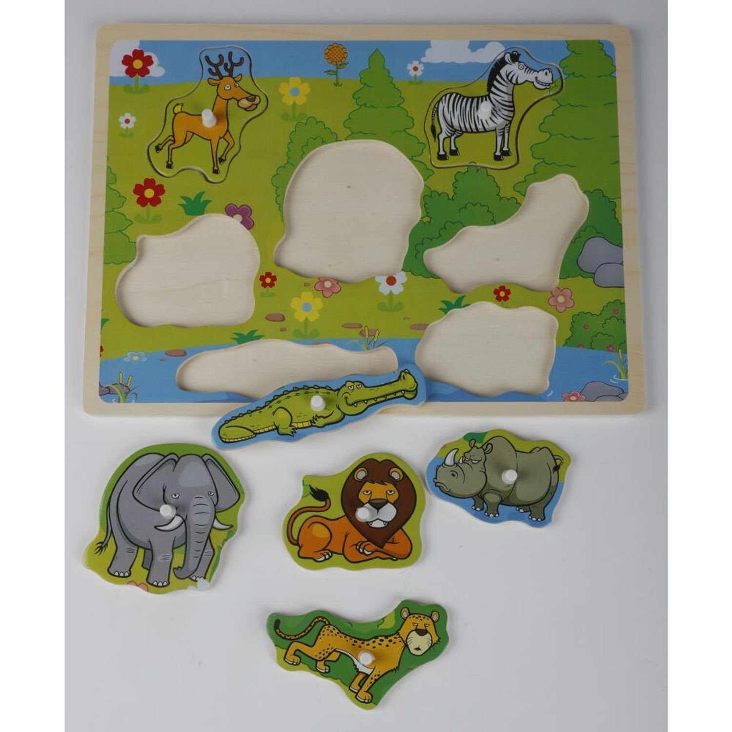 Steckpuzzle 24x Holz Steckpuzzle TIERE 31x 22x1,3cm Puzzle Geschenk Spielzeuge
