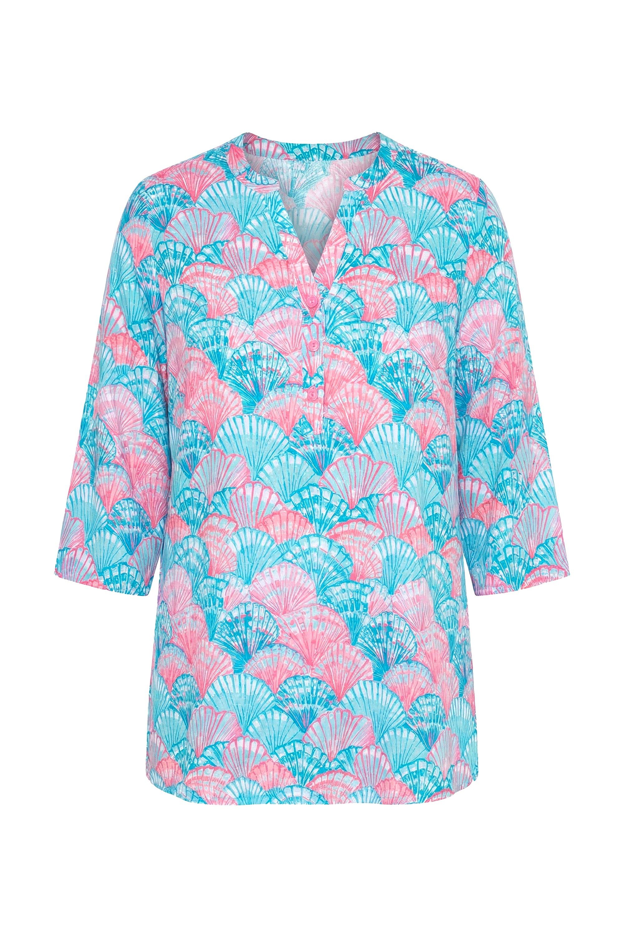 Angel of Style Longbluse Bluse A-Linie Muschel-Muster 3/4-Ärmel günstig online kaufen