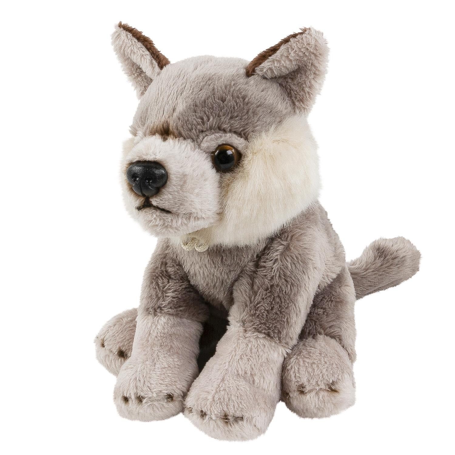 Teddys Rothenburg Kuscheltier Wolf sitzend grau 15 cm Stoffwolf Plüschtier (Stofftier, Plüschwolf)