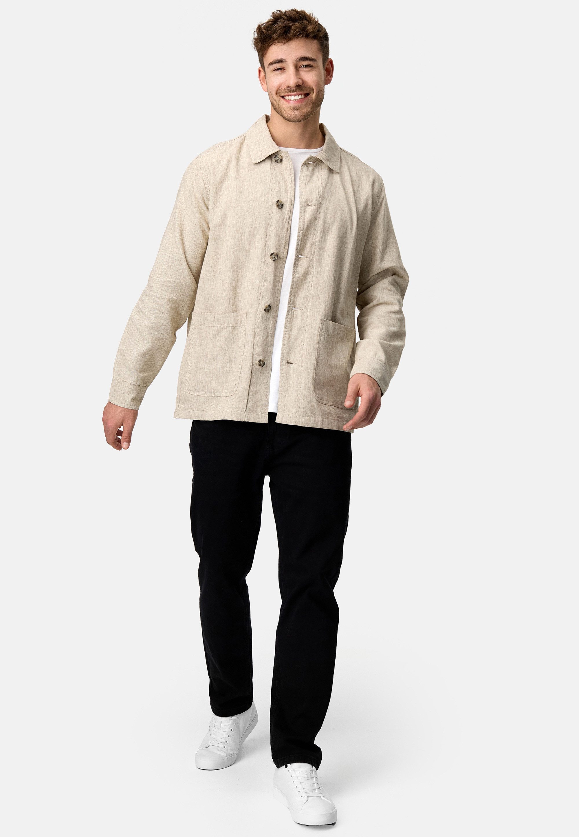 Indicode Sommerjacke Herren INElton Hemd Herrenjacke mit klassischem Hemdkragen