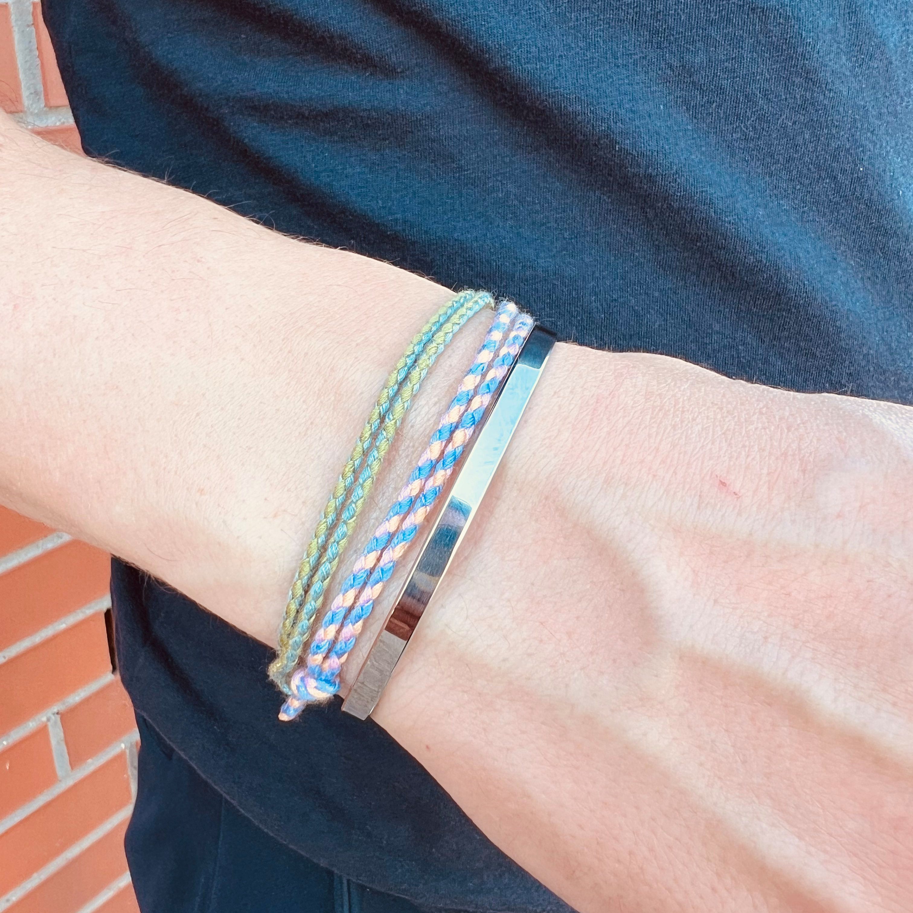 Made by Nami Armband Set Armband Herren Damen bunt mit verschiedenen Armbändern, aus Stoff und Edelstahl - Schlichtes Design - Wasserfest