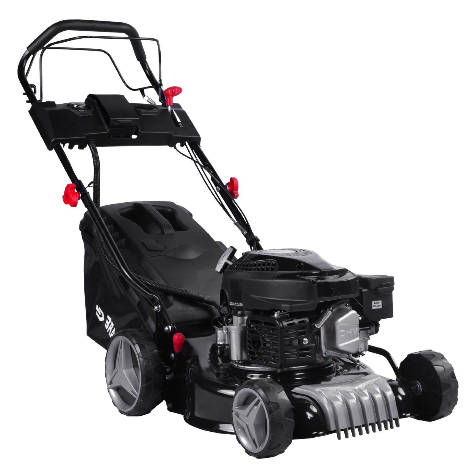 BRAST Benzinrasenmäher 3,0kW (4,1PS) mit Antrieb, 41 cm Schnittbreite, TÜV geprüft, 4 Takt OHV Motor, 40L Fangkorb, massives Stahlgehäuse