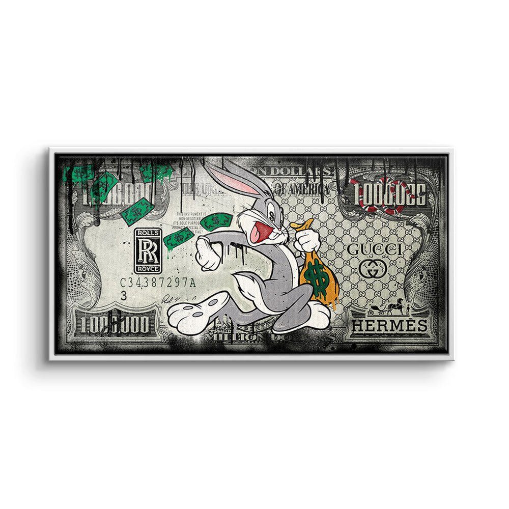 DOTCOMCANVAS® Leinwandbild, Leinwandbild Fast Bunny Rahmen mit goldener premium Motiv Rahmen xxl