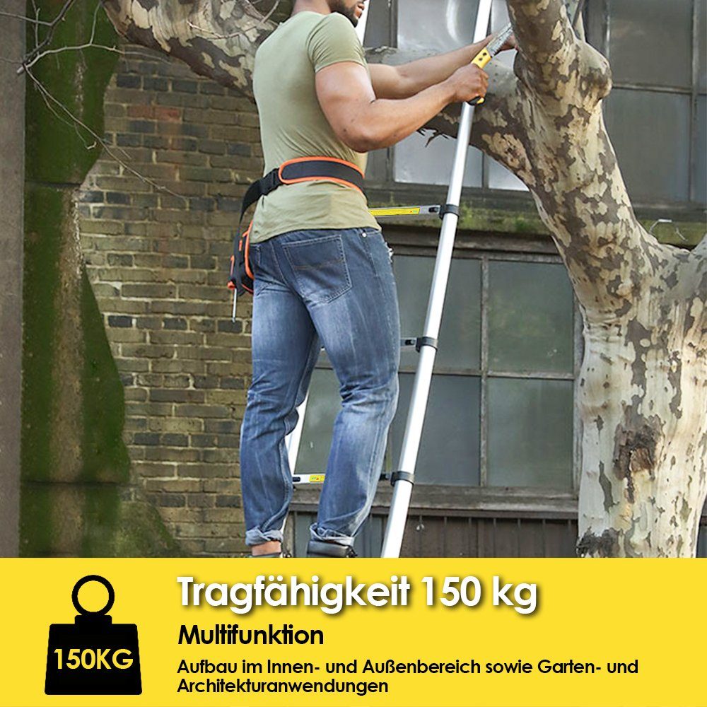 Teleskopleiter Stehleiter 1.9+1.9M klappbar - Clanmacy Mehrzweckleiter