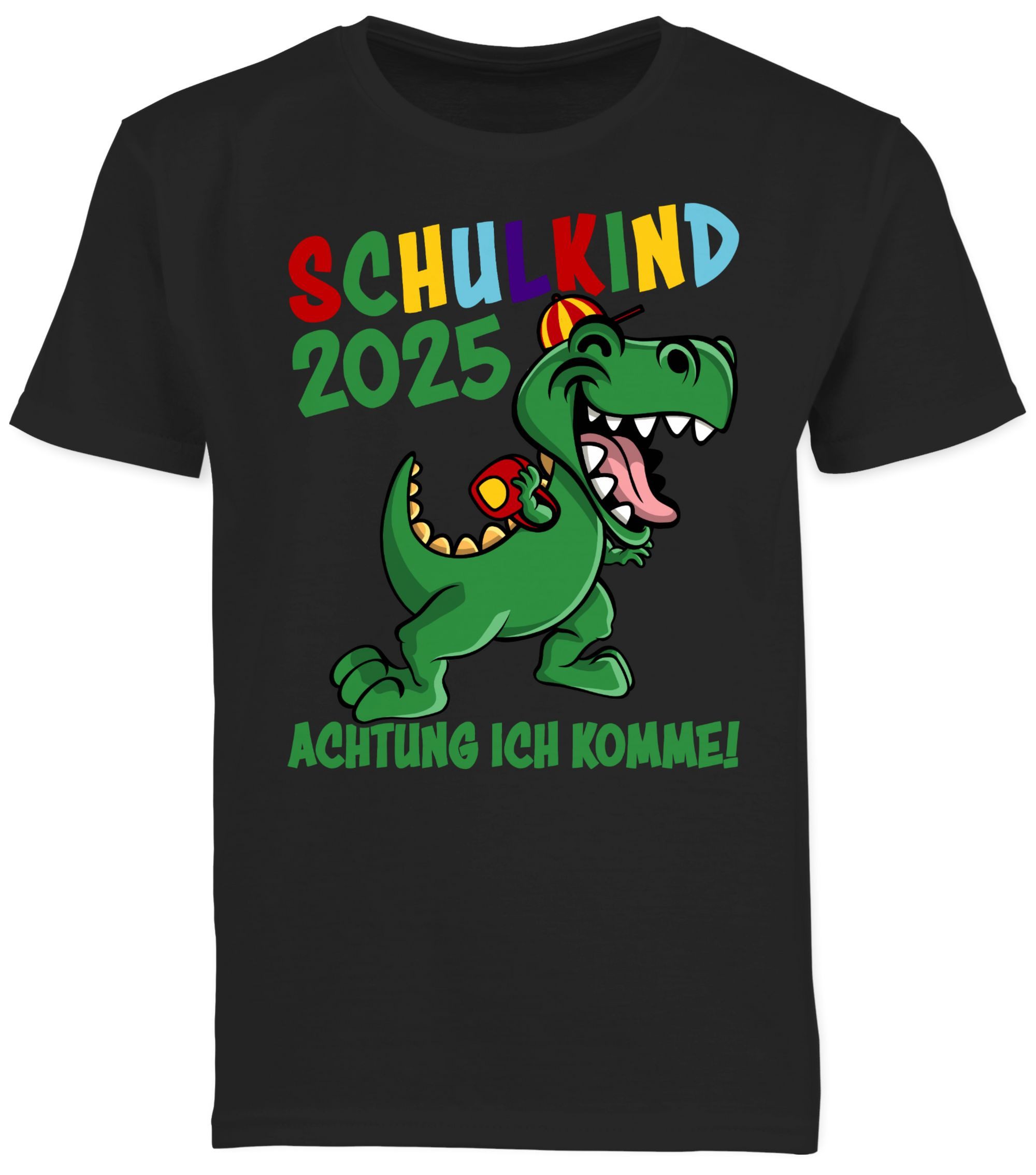 Shirtracer T-Shirt Schulkind 2025 Achtung ich komme! - bunt (1-tlg) Einschulung Junge Schulanfang Geschenke
