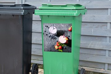 MuchoWow Wandsticker Smoothie - Obst - Erdbeere - Beere - Marmor (1 St), Mülleimer-aufkleber, Mülltonne, Sticker, Container, Abfalbehälter