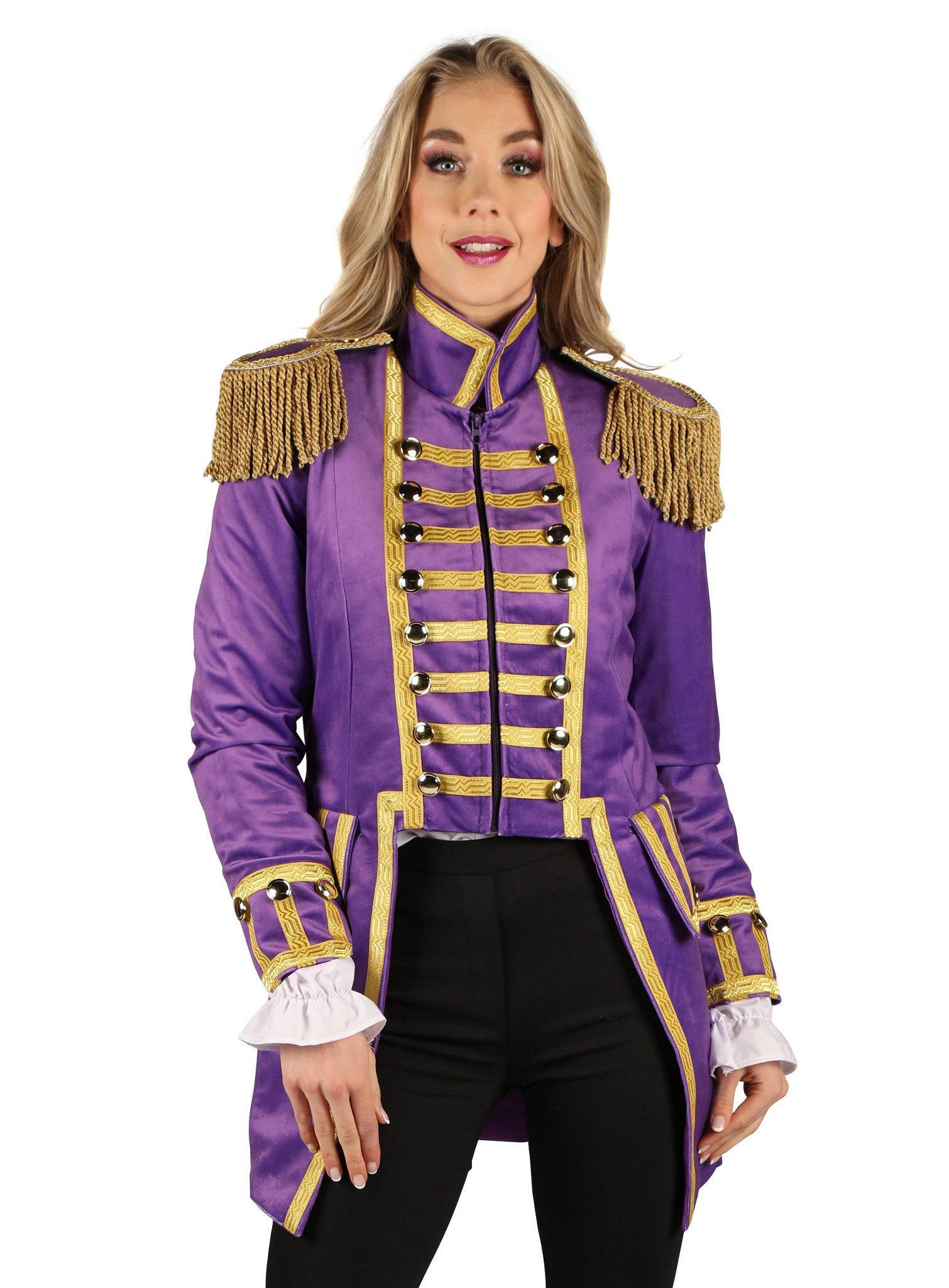 thetru Kostüm Gardejacke für Damen lila-gold, Hochwertige Uniformjacke für den Sitzungskarneval oder als Zirkusdire