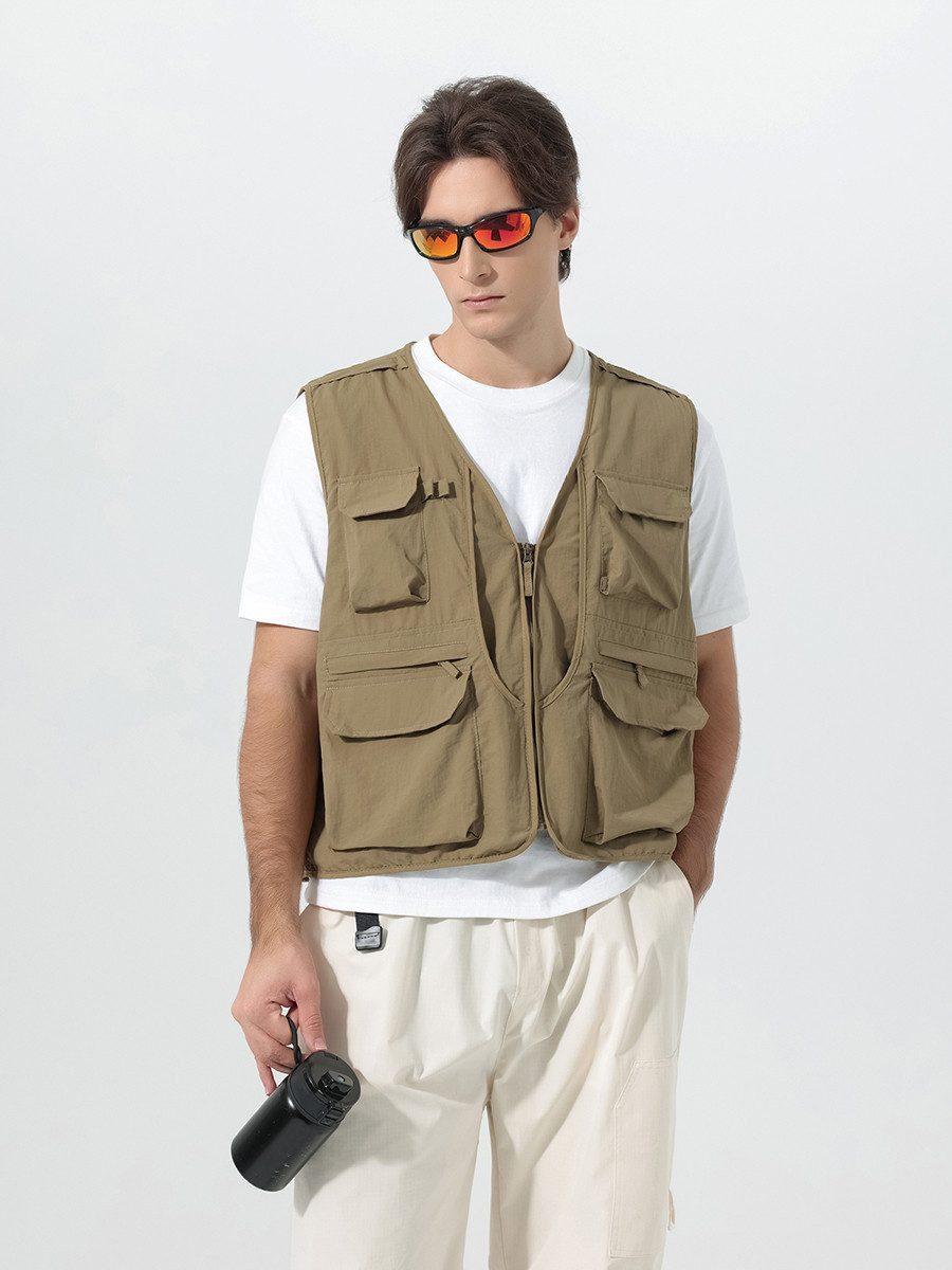 YOUTHUP Funktionsweste Herren V-Ausschnitt Utility-Weste