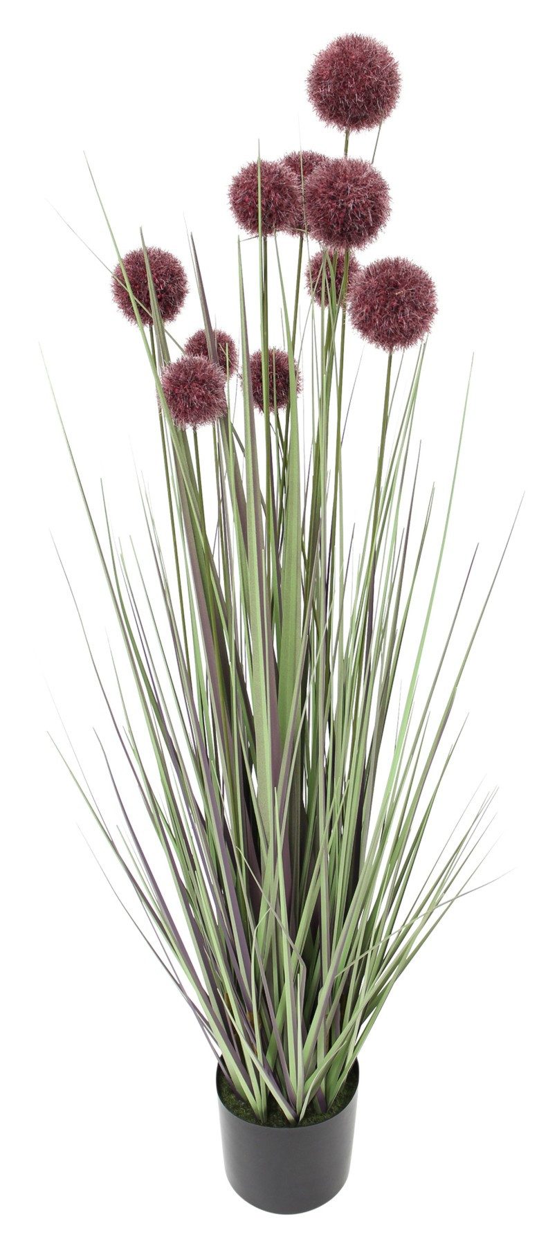 Kunstpflanze "Allium" 90 cm hoch, Topfpflanze, Dekopflanze, unechtes Ziergras, Dekoleidenschaft, Höhe 90 cm, künstliches Dekogras für Wohnzimmer, Bad & Schlafzimmer