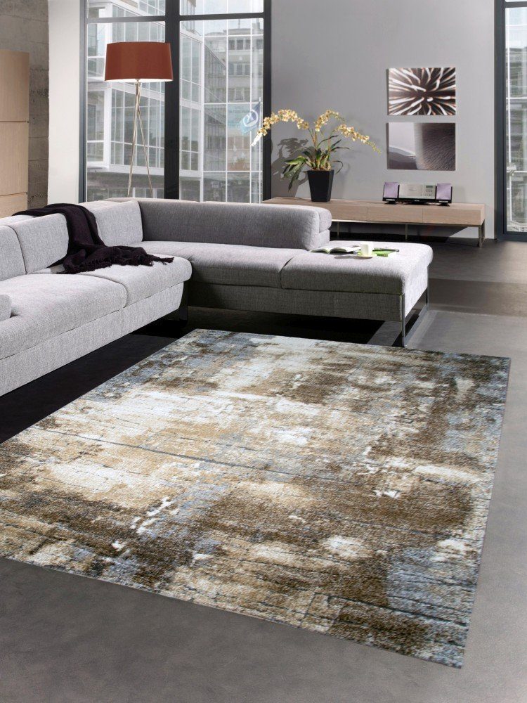 Carpetia Teppich Designer Teppich Wohnzimmer Kurzflor Stein Optik braun bei günstig online kaufen