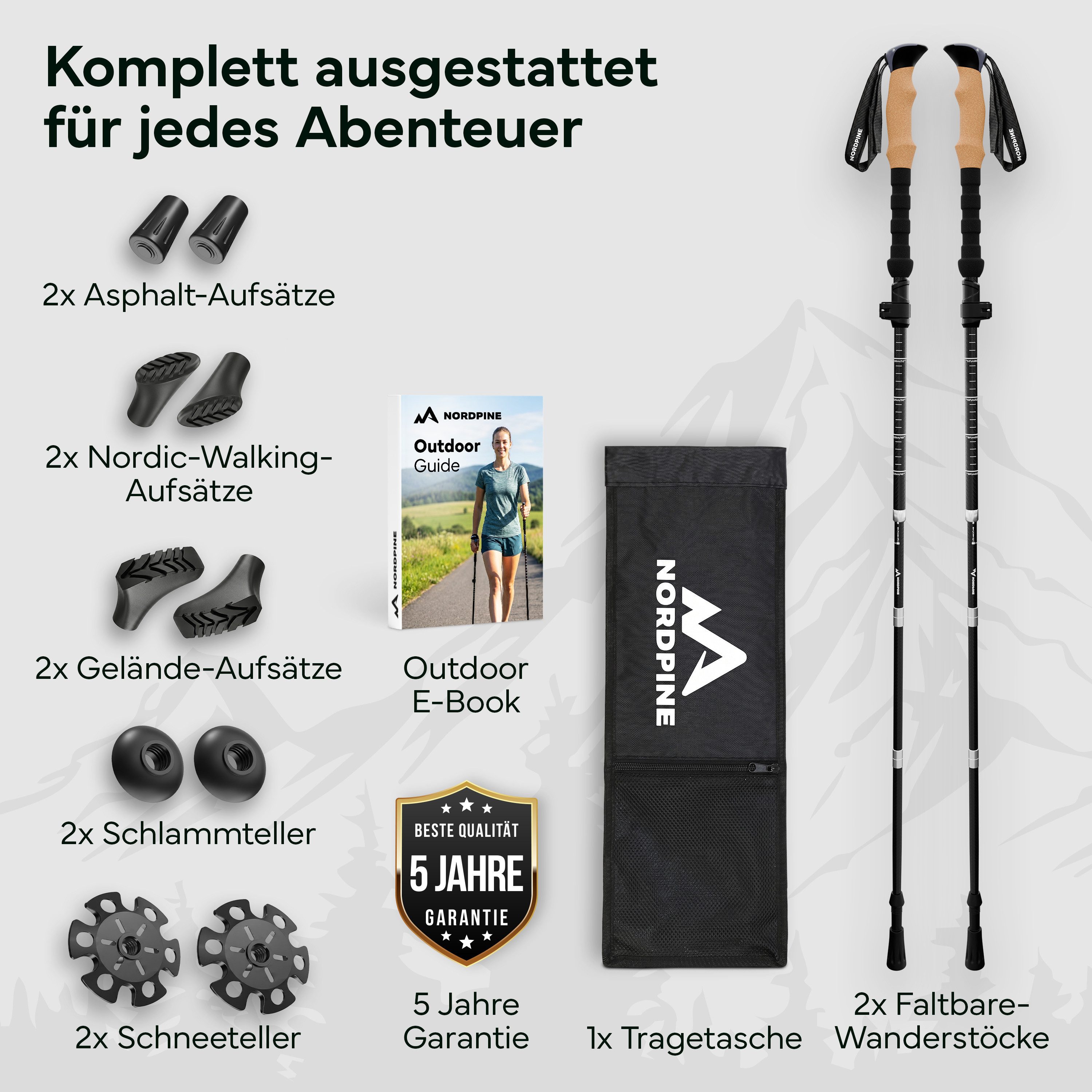 NEOLYMP Wanderstöcke Faltbare Wanderstöcke aus Carbon & Aluminium Ultraleicht, Faltbares Design und Kompakt verstaubar – Bild 2 von 5