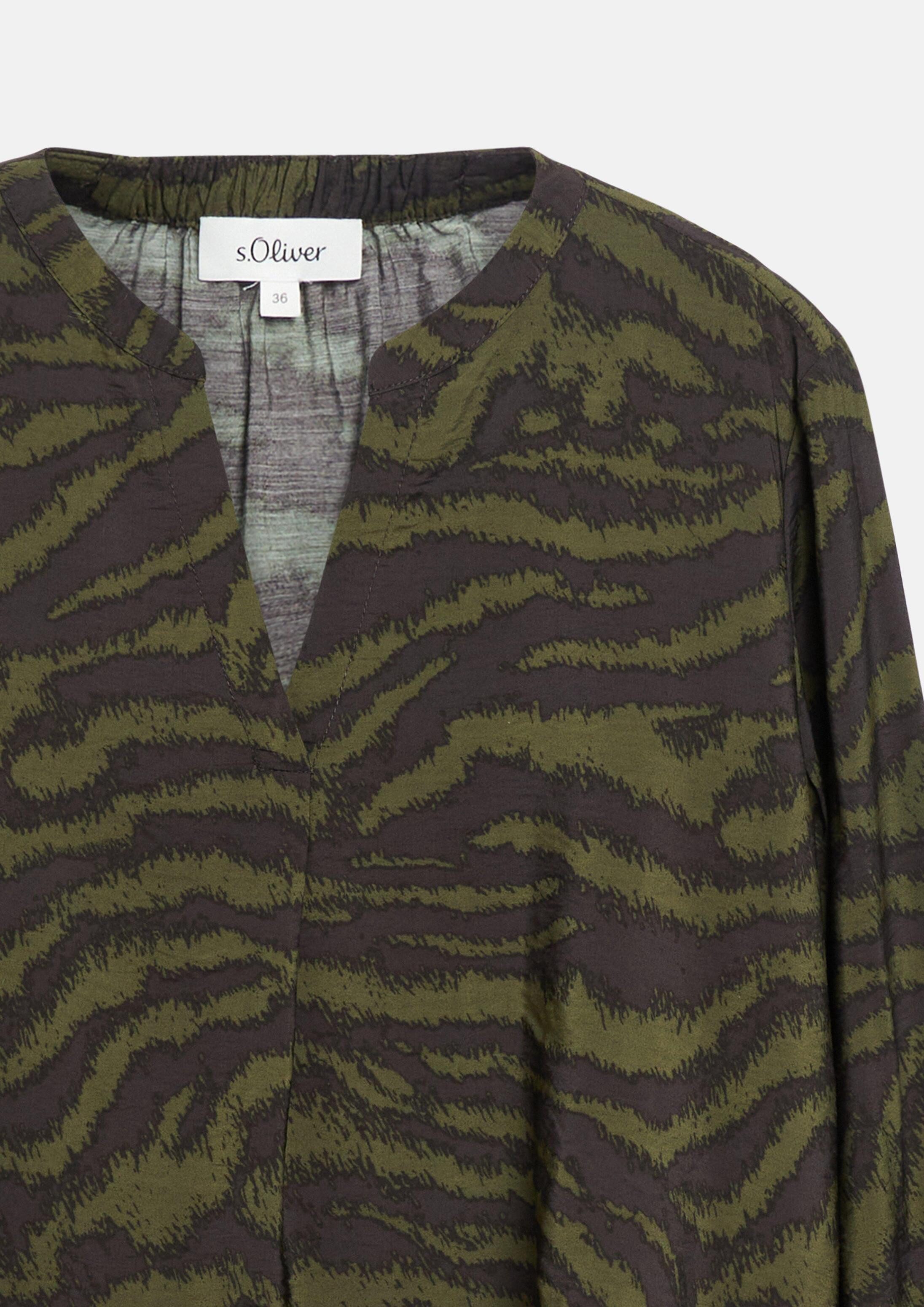 s.Oliver Langarmbluse Bluse Bluse mit Animal-Print und Raffung – Bild 4 von 4