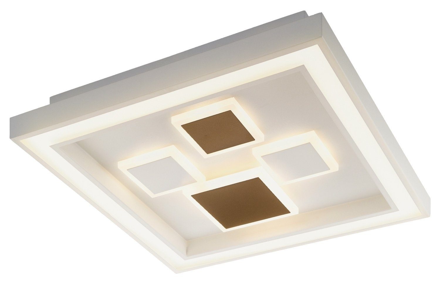 MONDO LED Deckenleuchte STEP, 5-flammig, B 48 x T 48 cm, Weiß, Kunststoff,  Dimmfunktion, LED fest integriert, Warmweiß | Deckenlampen