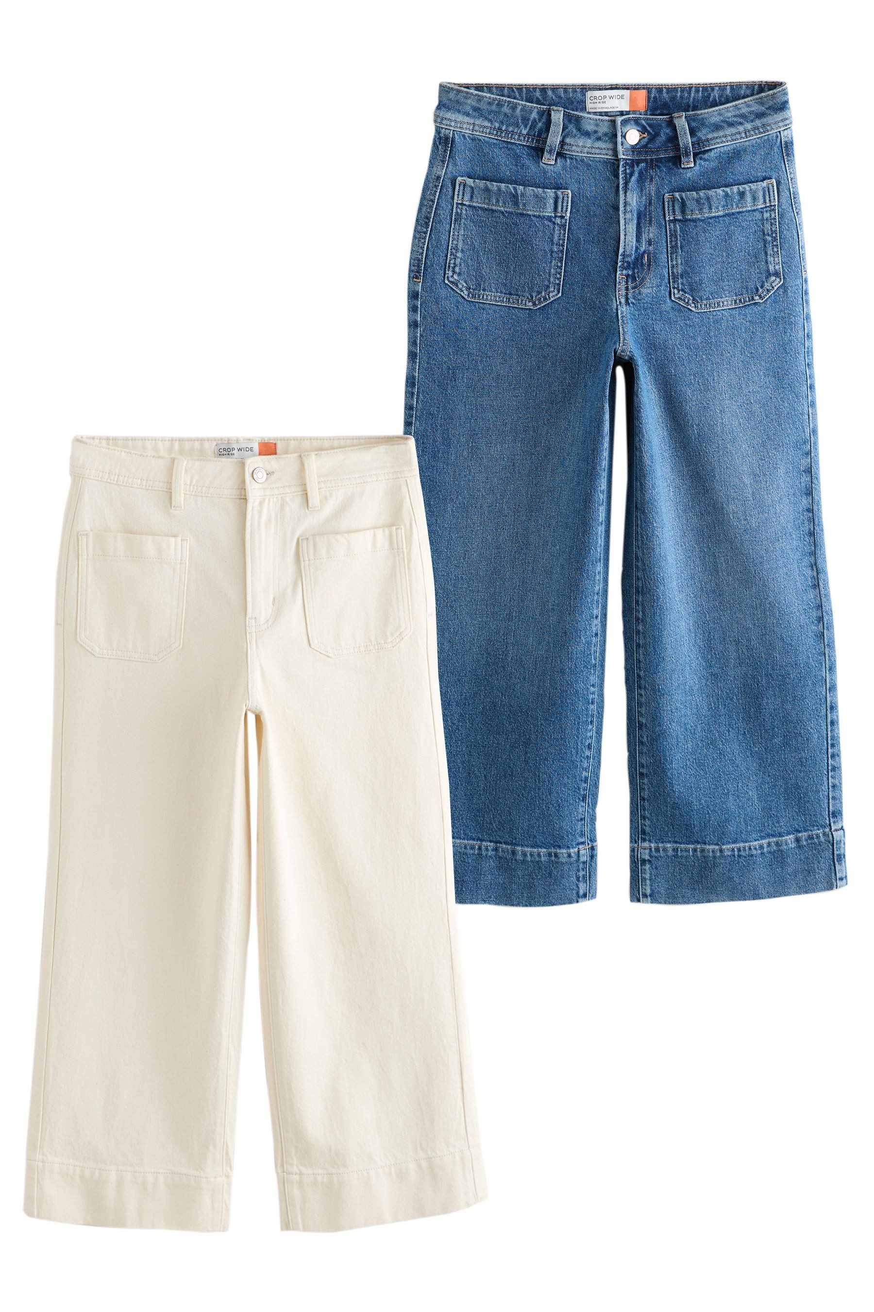 Next Caprijeans 2er-Pack verkürzte Jeans mit aufgesetzter Tasche (2-tlg)
