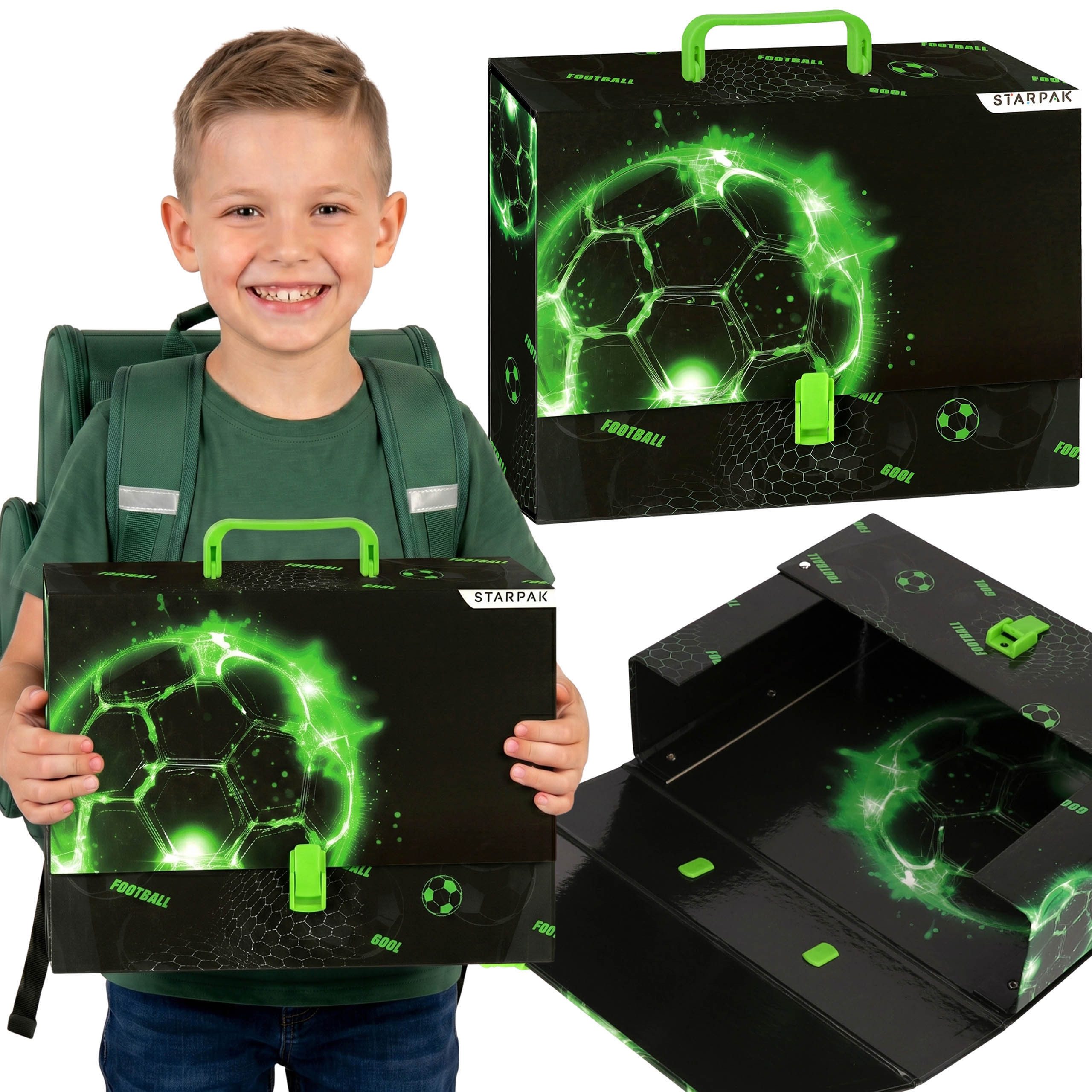Sarcia.eu Konferenzmappe Fußball-Hartschalenmappe A4 mit XXL-Griff, 9 cm