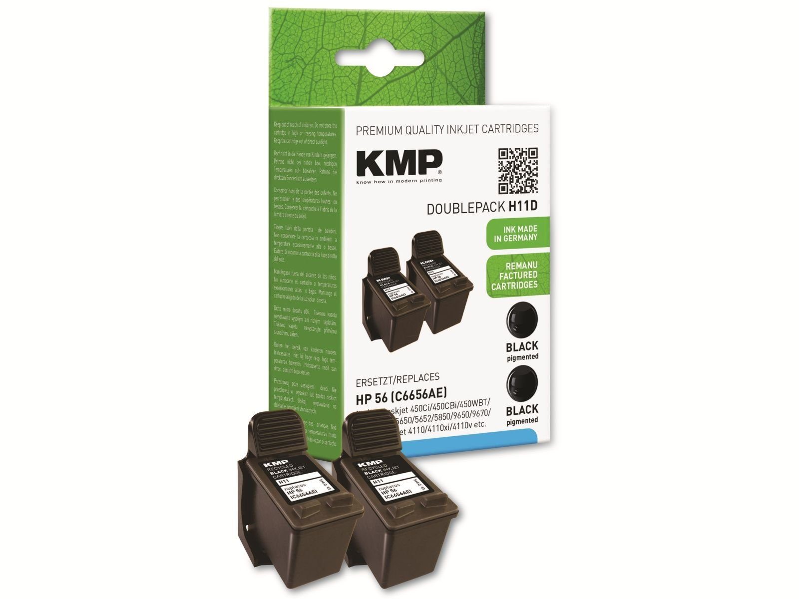 KMP KMP Tintenpatronen-Set kompatibel für 2x HP 56 Tintenpatrone