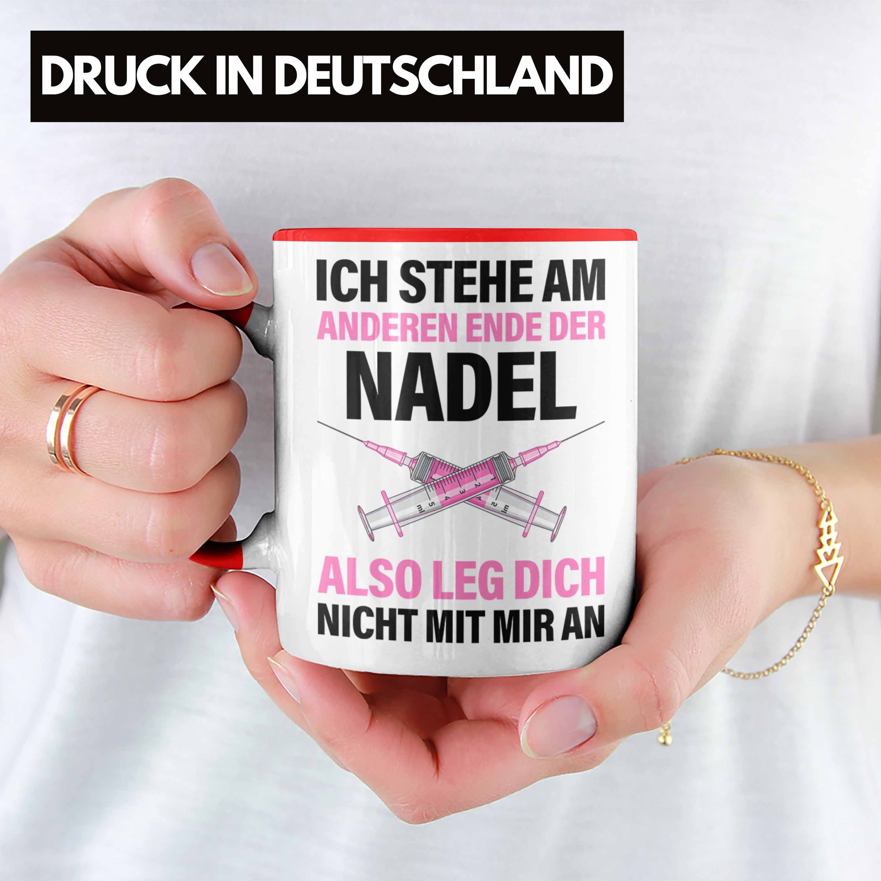 Tasse - Tasse Ärtzin Rot Geschenk Kaffeetasse Trendation Krankenschwestern Krankenschwester Geschenk Arzthelferin Trendation Spritze Propofol