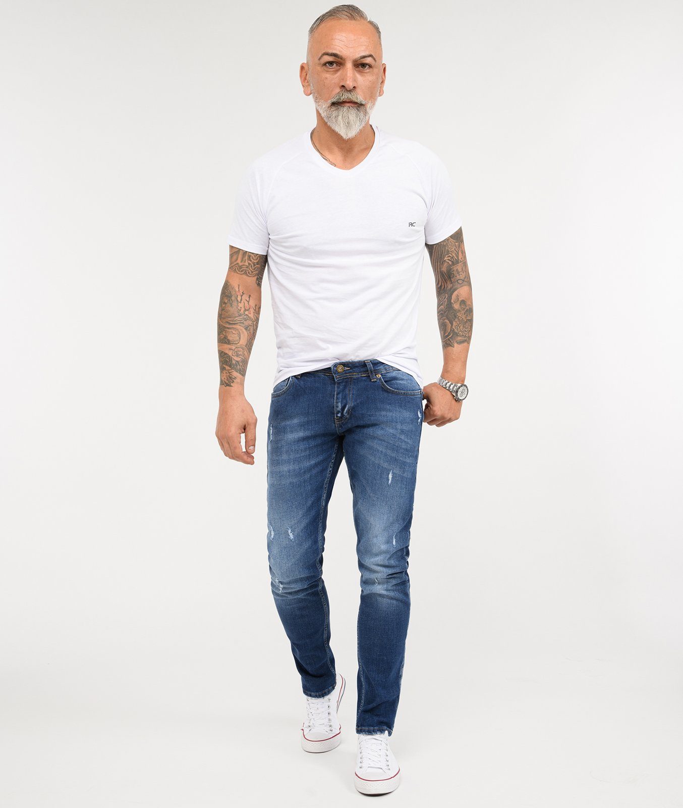 Rock Creek Slim-fit-Jeans Herren Jeans Stonewashed Blau RC-2342