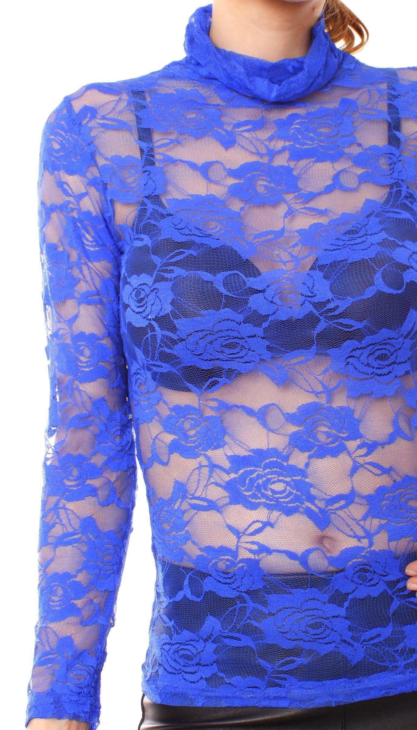 Muse Spitzenshirt Turtleneck Spitzenshirt Langarm transparent günstig online kaufen