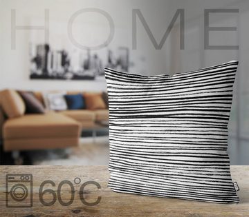 Kissenbezug, VOID (1 Stück), Sofa-Kissen Zebra Streifen gestreift Zebrastreifen Linien abstrakt Safari Dschungel Tropen elegant klassisch Pinsel Malen