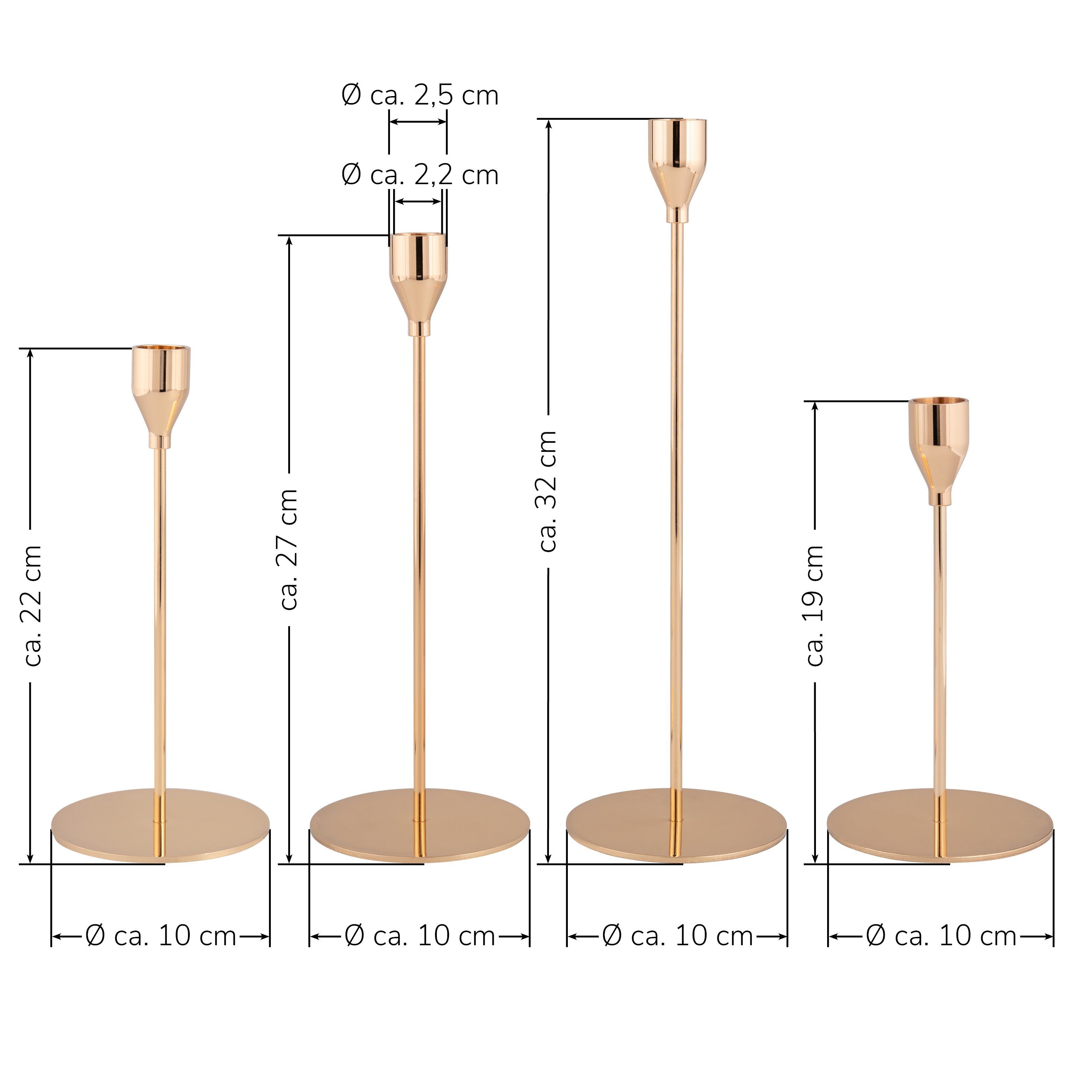 bremermann St), 4 Kerzenständer Stabkerzen Metall, 4er-Set Stabkerzen, für Kerzenhalter für (Komplett-Set, Kerzenhalter, bremermann