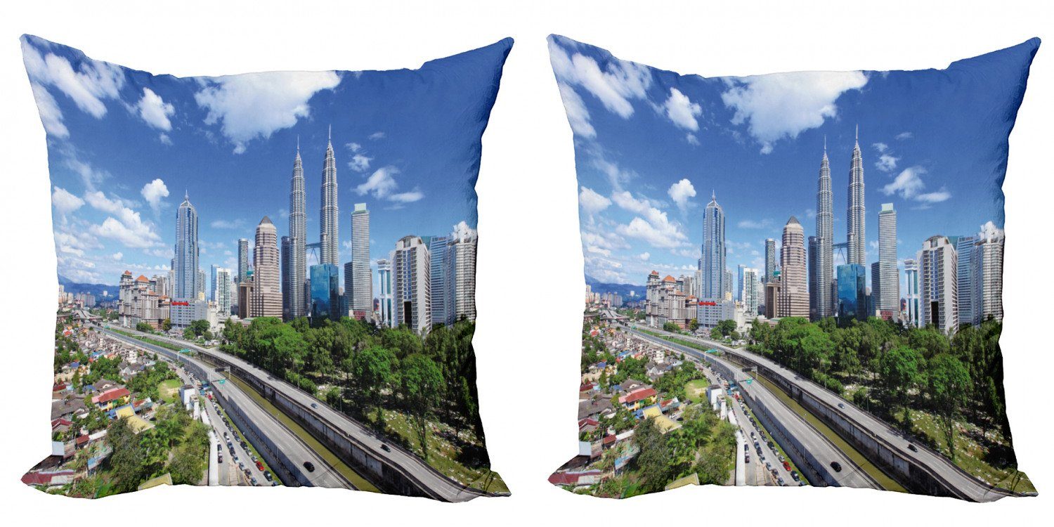 (2 Abakuhaus in Stadt Lumpur Day Modern Stück), Clear Kuala Digitaldruck, Accent Kissenbezüge Doppelseitiger