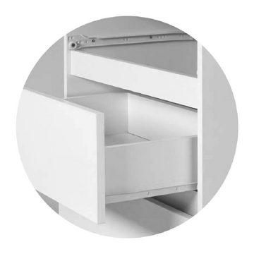 Roysson Home Computertisch Eckschreibtisch 155cm mit 3 Schubladen und 1 Türen Links Weiß REA