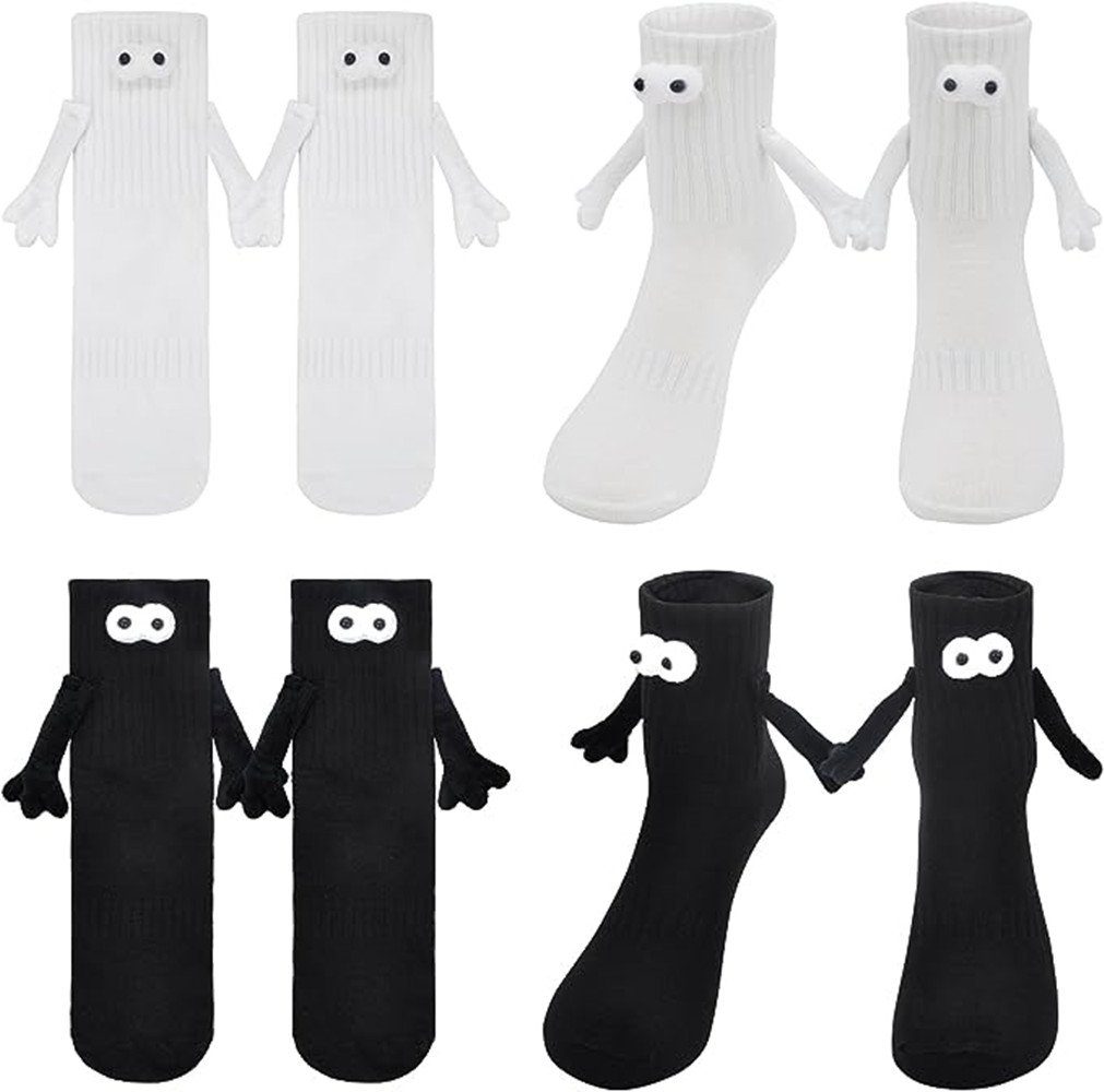 XDeer Носки 4 Paar Magnetische Носки,Hand in Hand Носки Magnet, (4-Paar) 3D Забавные носки Paar Носки,mit Magnetarmen Freundschaftssocken