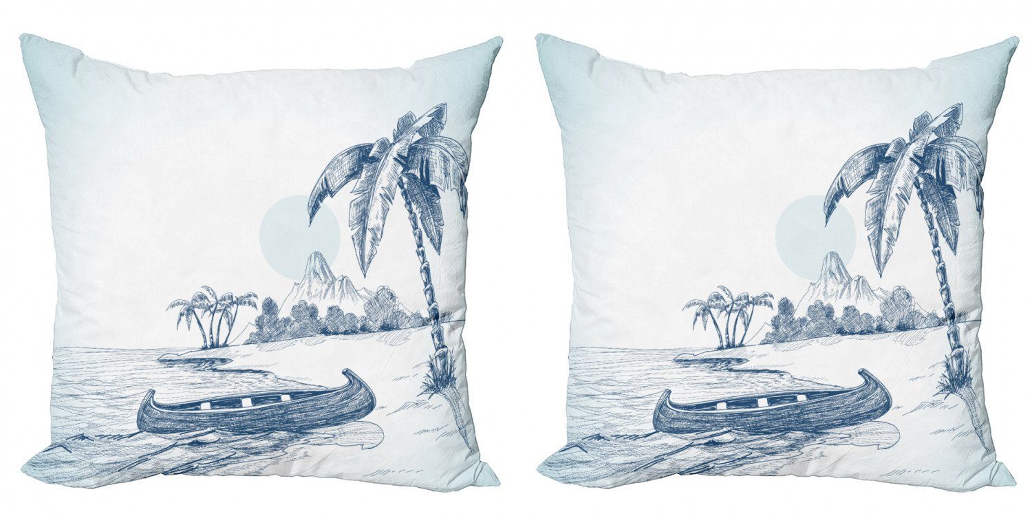 Digitaldruck, Kissenbezüge Doppelseitiger Island Art Accent Beach (2 Modern Abakuhaus Stück), Boat Vintage