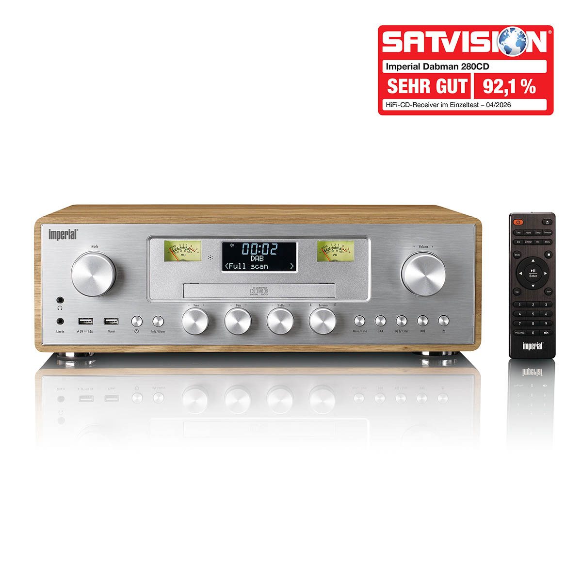 IMPERIAL Dabman 280CDWDSI Radio (Tabelle Radio,DAB+ Radio, 30 W, Bluetooth 5.0, DAB+/CD/MP3-Player & USB, Stereo 2.0, Holzoptik)