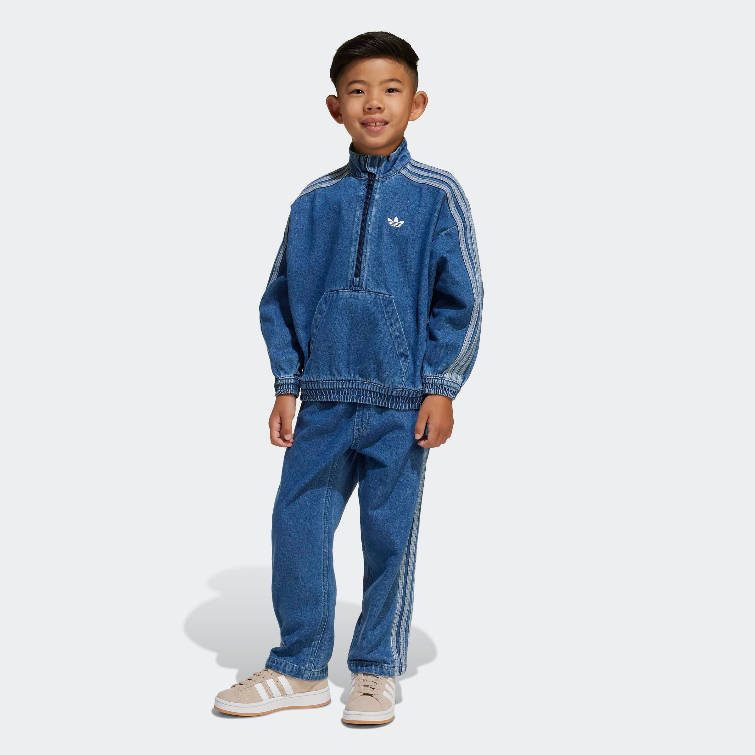 adidas Originals Trainingsanzug DENIM SET (2-tlg), für Kinder, zweiteiliges Set, aus Baumwolle