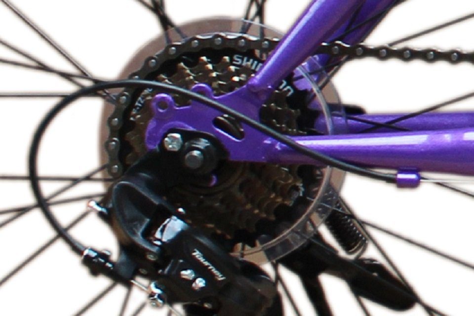 Talson Mountainbike 24 Zoll Fahrrad mit, 21 Gang Shimano, Kettenschaltung, mit Beleuchtung nach StVZO und Gabelfederung Lila
