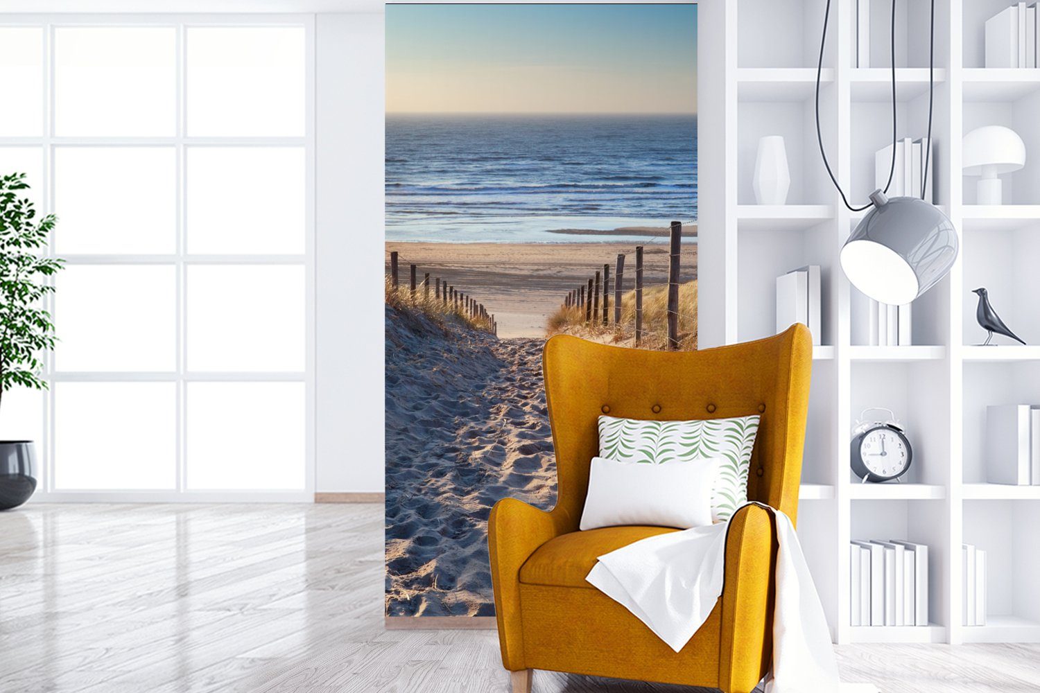 bedruckt, Wohnzimmer Vliestapete Dünen Meer - Niederlande für St), Schlafzimmer Fototapete (2 Matt, - MuchoWow Sonne, Strand - Fototapete Küche, -