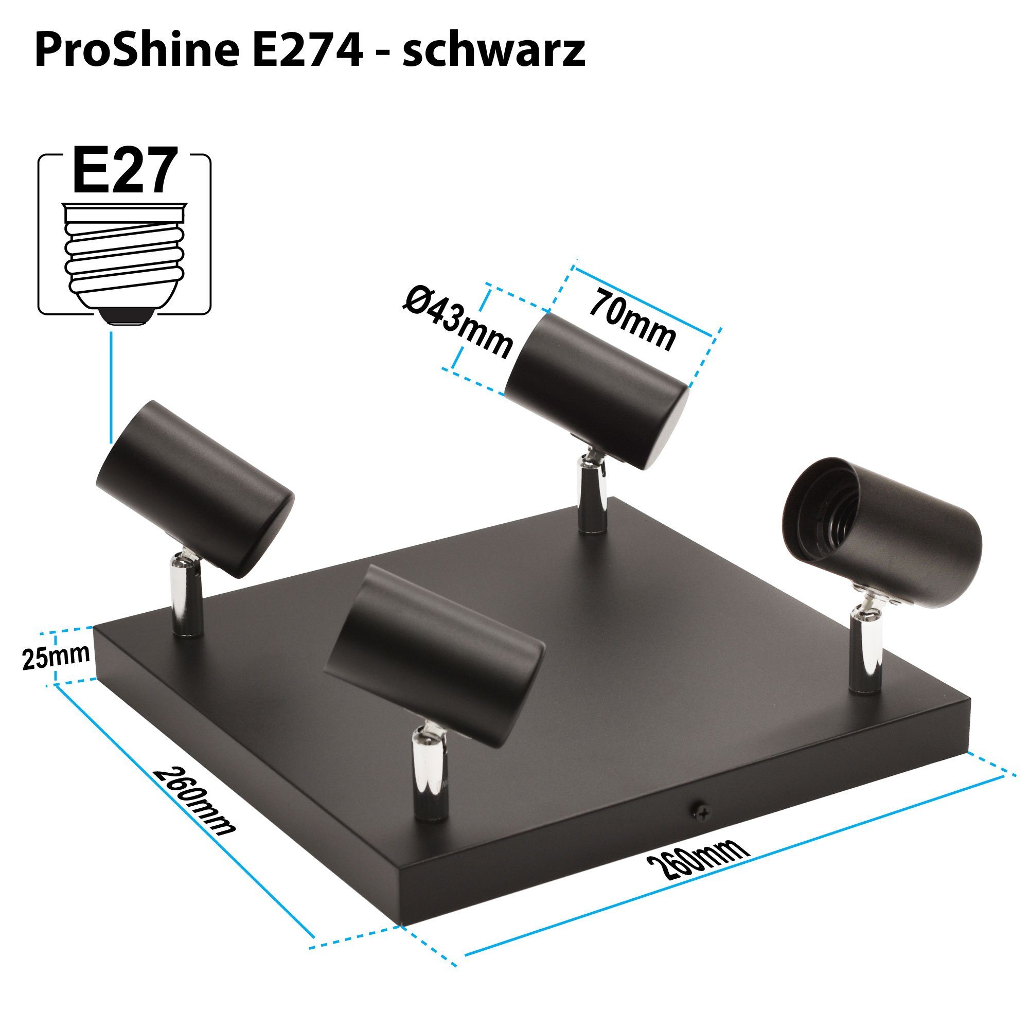 Maxkomfort Deckenstrahler proShine-E274, ohne Leuchtmittel, Deckenstrahler günstig online kaufen