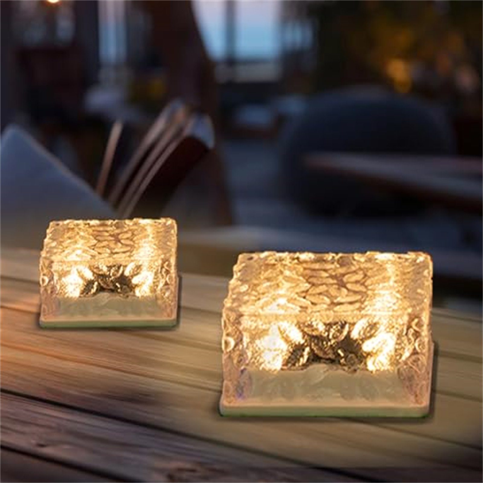 LQWELL LED Solarleuchte Solar Brick Light Solarlicht Deko Außen, LED, Warmweiß + Blau, Wasserdicht