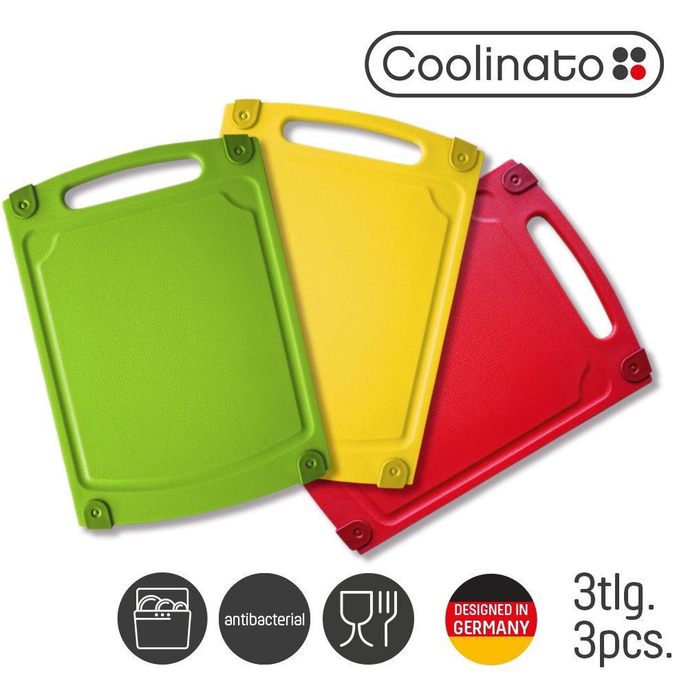 Coolinato Schneidebrett 3tlg Set jeweils 29x20cm bunt