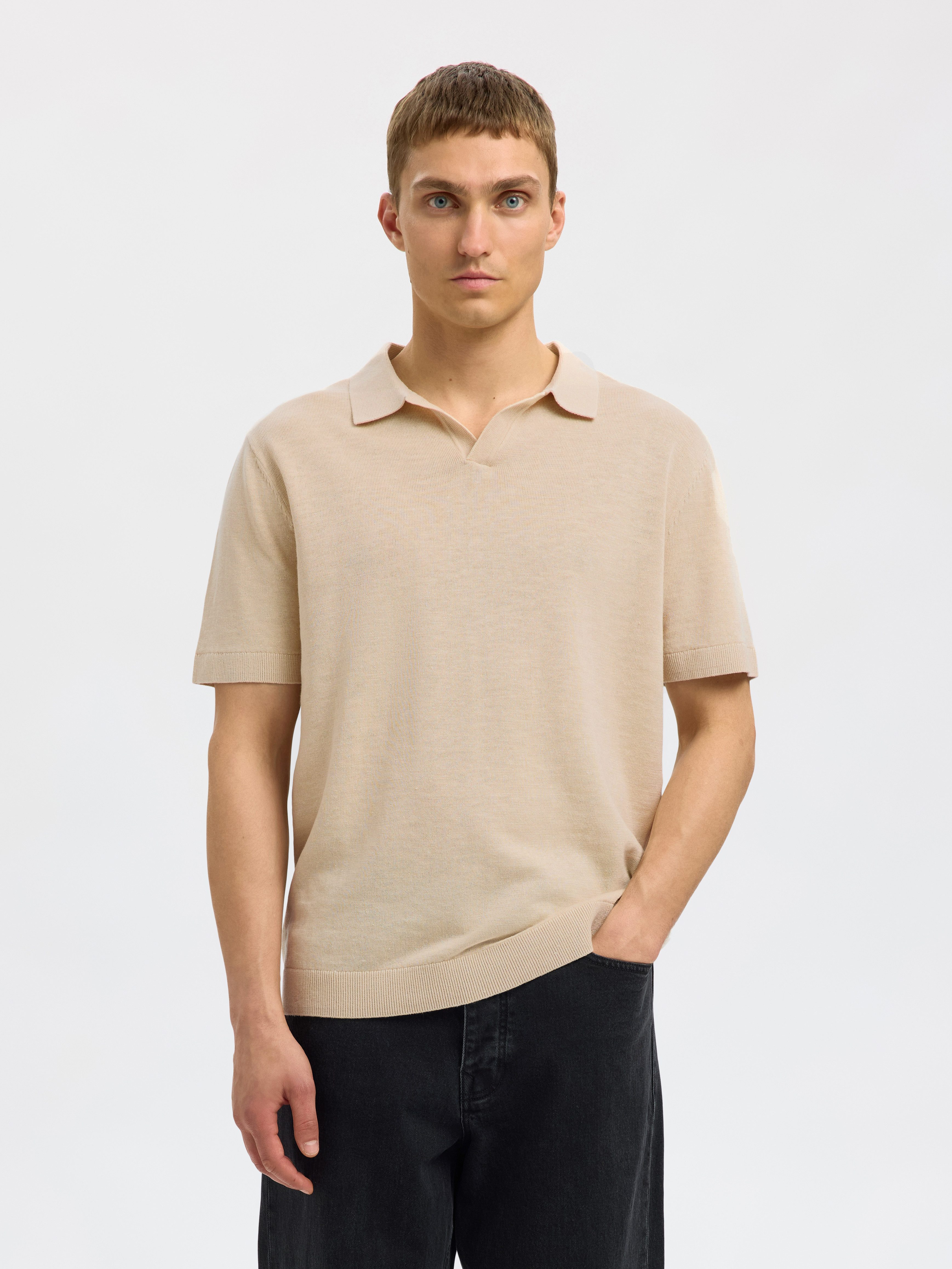 Selected Poloshirt SLHMATTIS SS KNIT SUN OPEN POLO NOOS – Bild 4 von 5