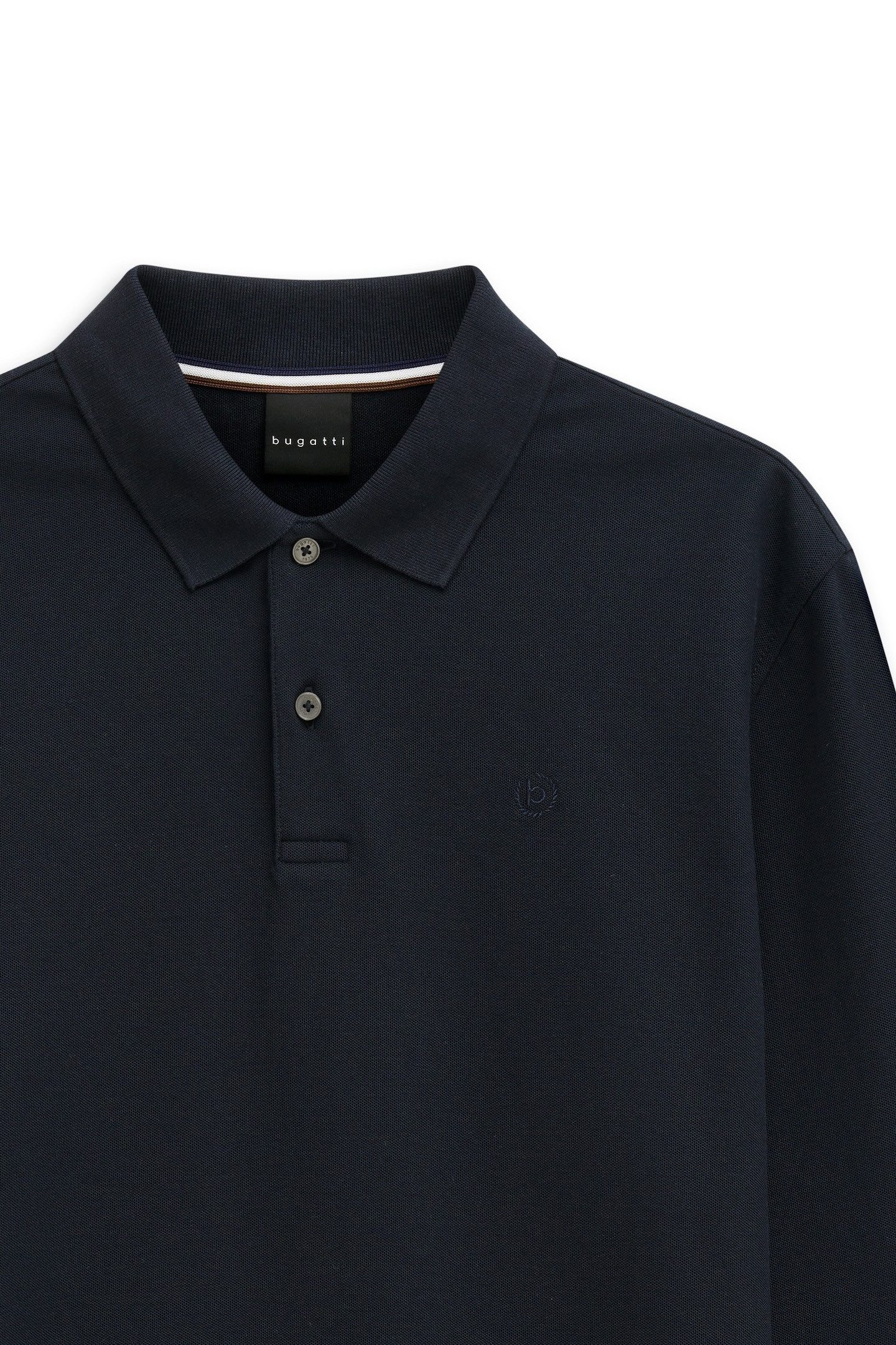 bugatti Langarm-Poloshirt Modern Fit aus reiner Baumwolle
