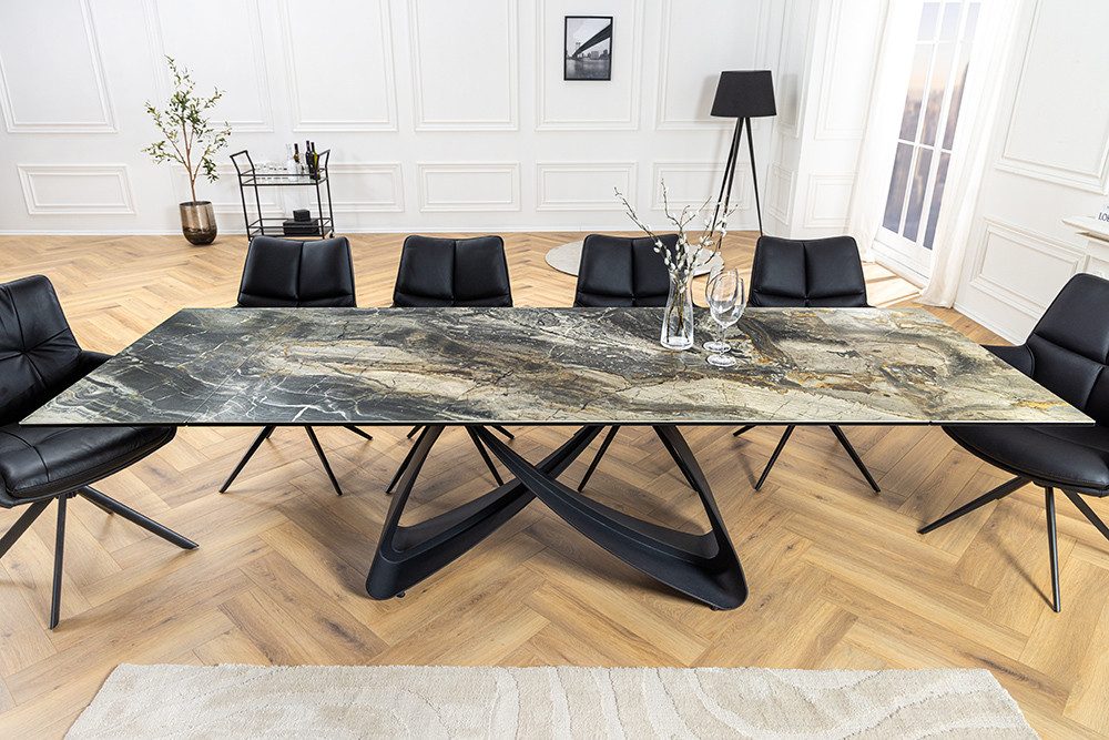 riess-ambiente Esstisch INFINITY 180-220-260cm taupe – Keramik, Marmor-Design, Metall (Einzelartikel, 1-St), ausziehbar für flexible Nutzung – ideal für bis zu 12 Personen