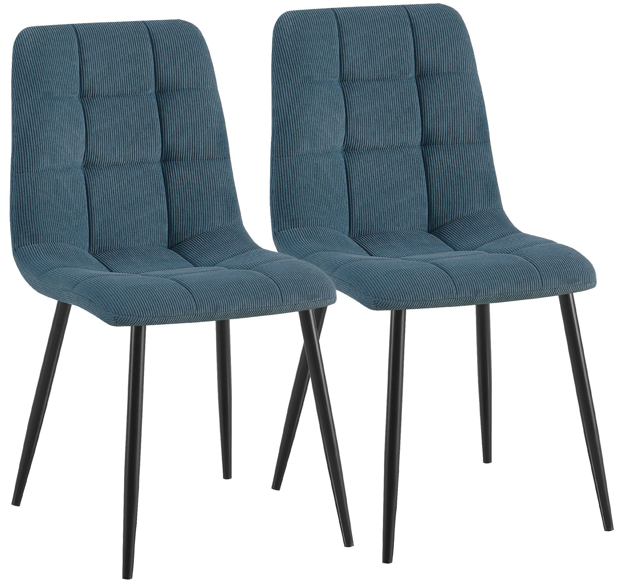 CLP Esszimmerstuhl Antibes (2er Set), Cordbezug, Metallgestell bis 150 kg
