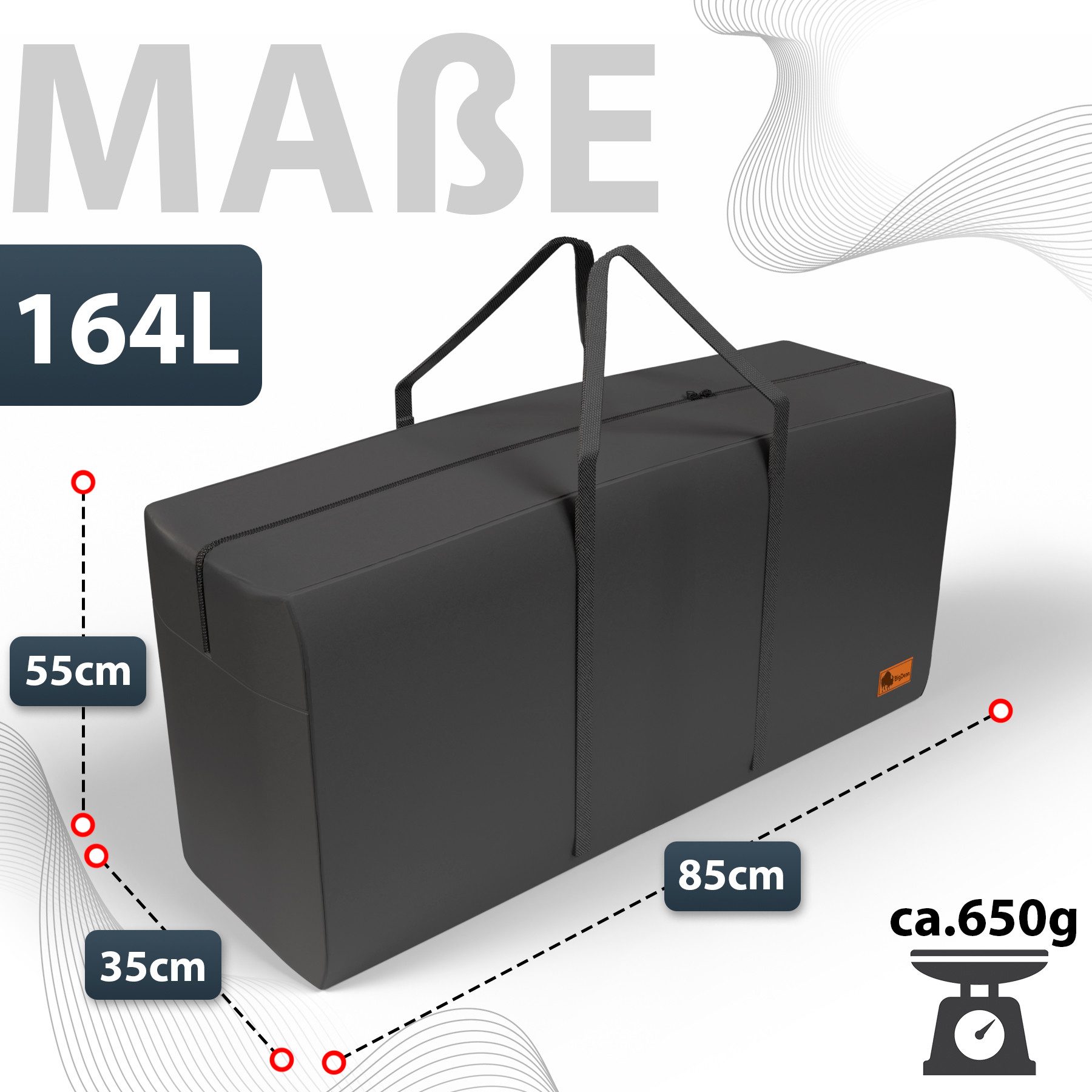 BigDean Aufbewahrungstasche Große Tragetasche 85x55x35 cm 164 L (1-tlg., Aufbewahrungstasche/n), Robust, Langlebig, Transport, Lagerung, Faltbar Platzsparend