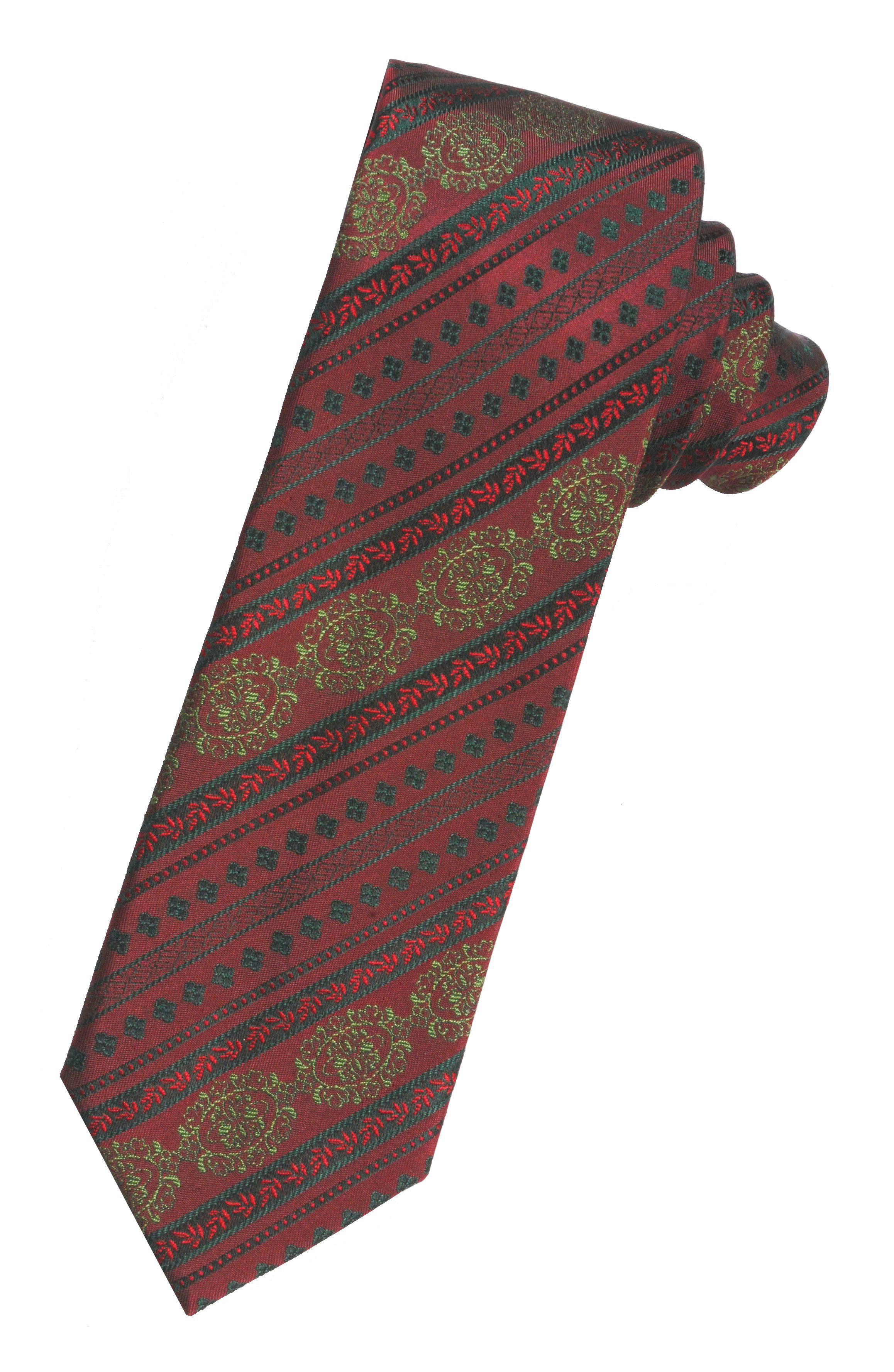 Moschen-Bayern Krawatte Trachtenkrawatte Herren Krawatte Seidenkrawatte Herrenkrawatte 100% Seide Rot-Grün edler Wiener Seiden-Jacquard
