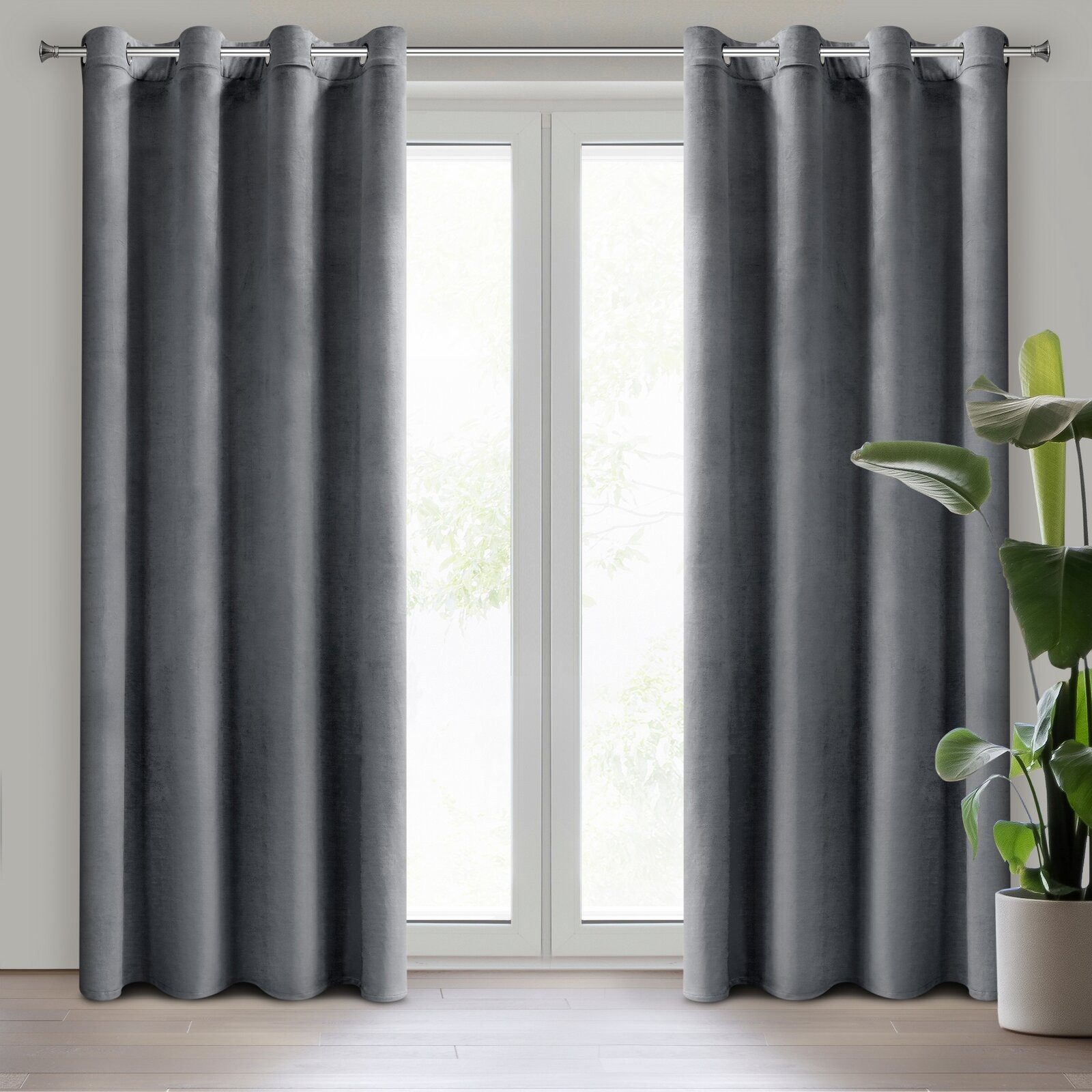 Eurofirany Vorhang VELVET (2 St), Ösen, blickdicht, Samt, 2er-Set Ösenschals aus Velvet, mit mittlerem Verdunkelungsgrad