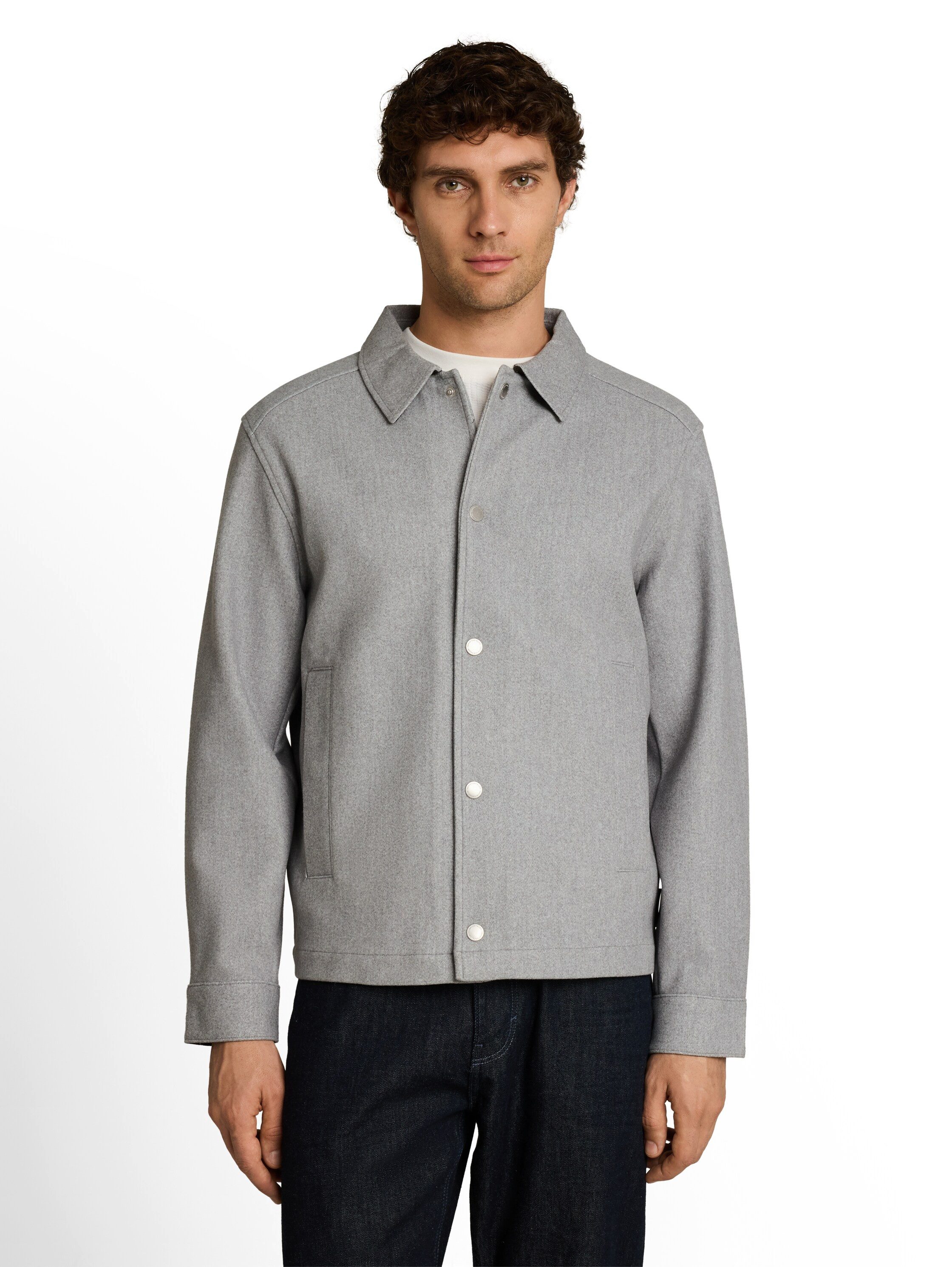 TOM TAILOR Denim Wolljacke mit Druckknöpfen und Eingrifftaschen